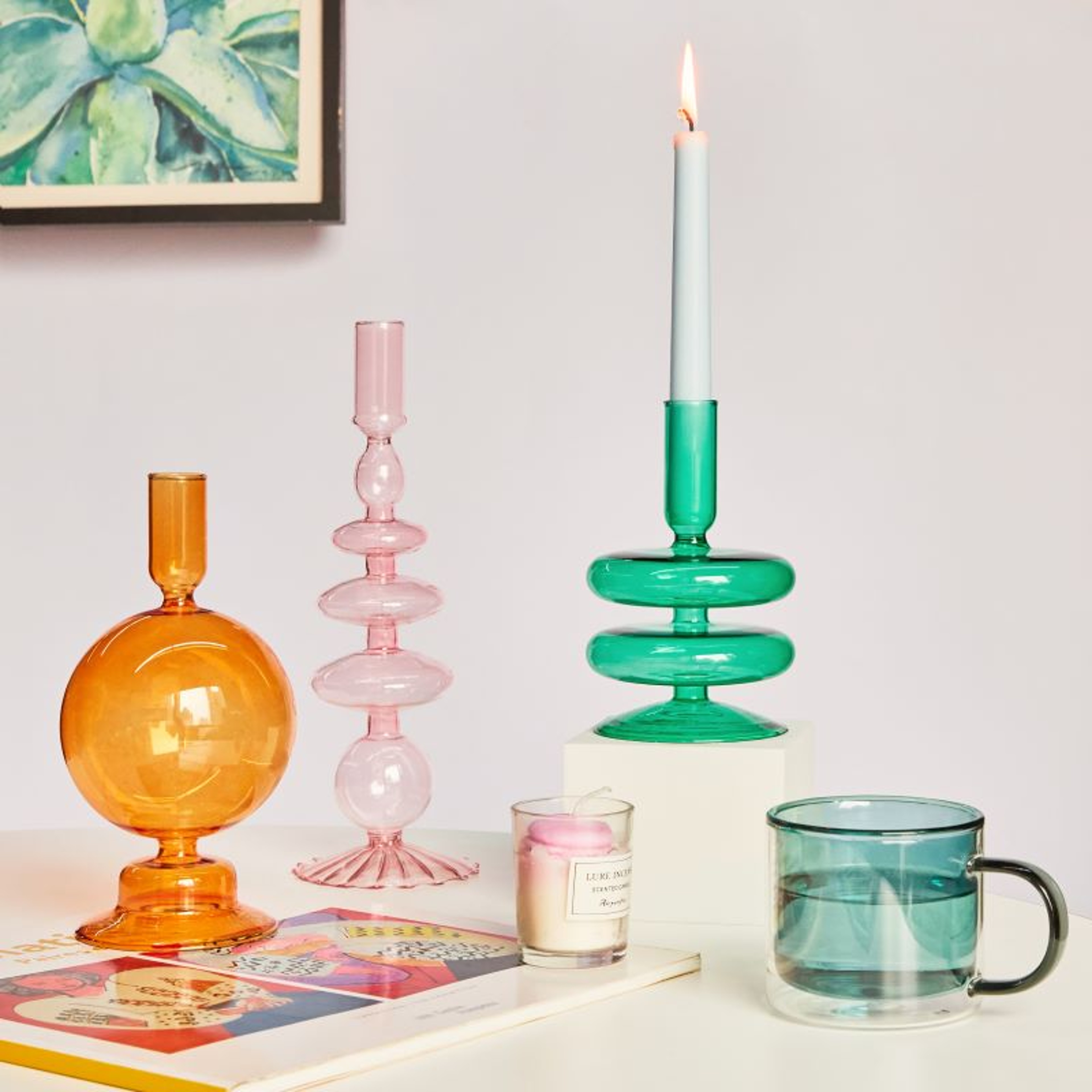 Glass Candlesticks For Home Wedding Table Floriddle Taper Candle Holders Glass Vase Bookshelf Candl