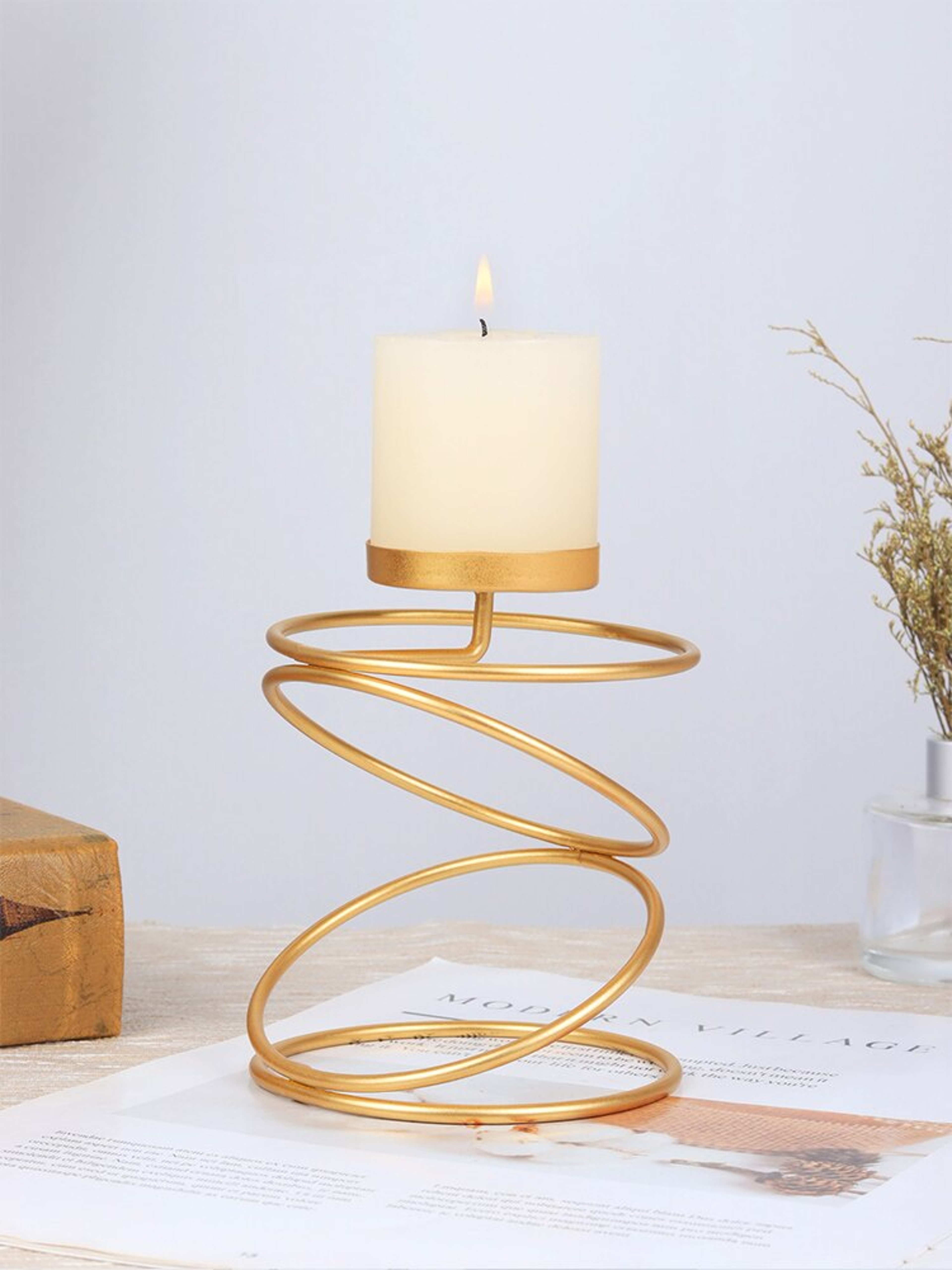 Simple Golden Metal Candle Holders Luxury Style Bar Wedding Decor Home Candlestick – view 1