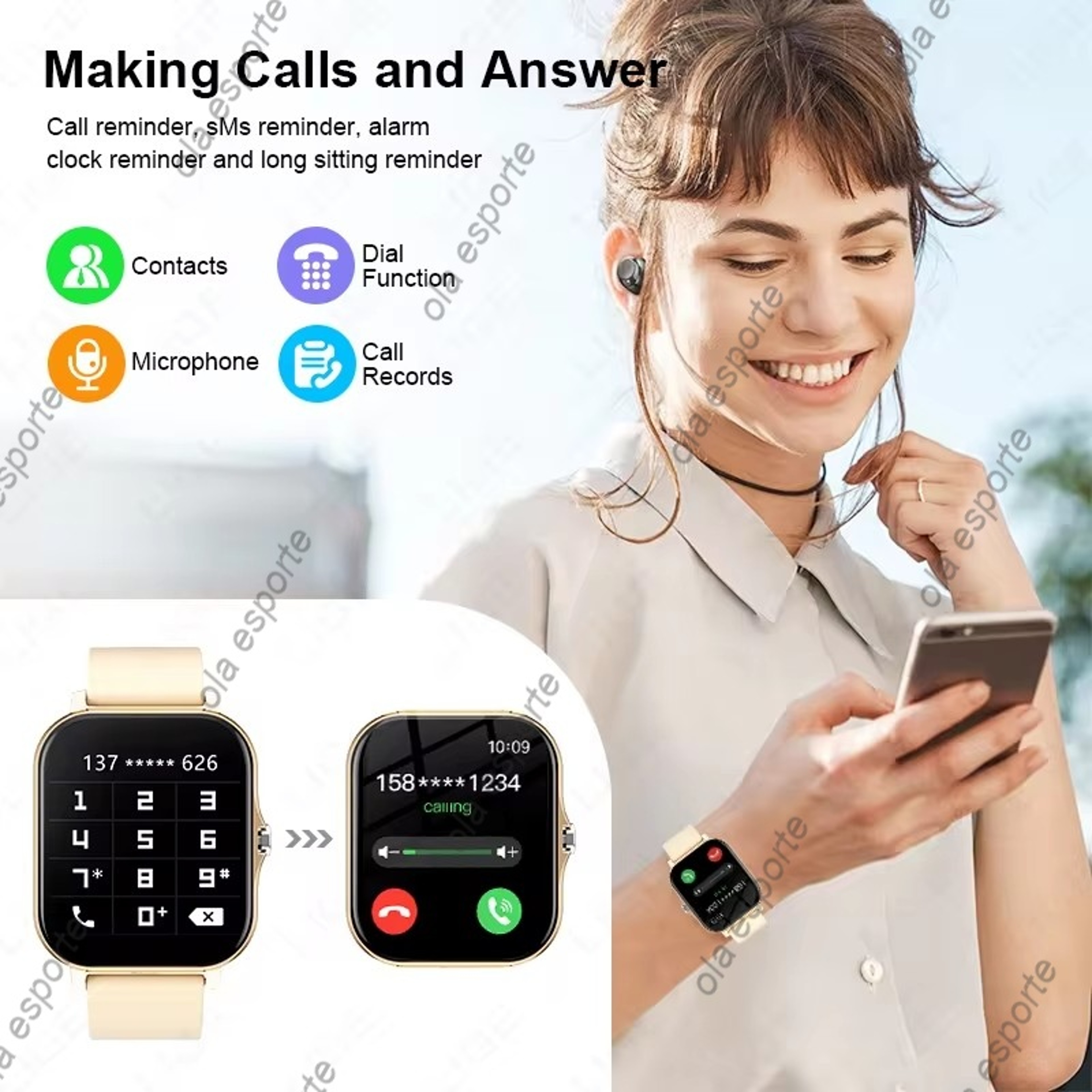 Smart Watch Bluetooth Call DIY Dial Weather Forecast Sport Modes For Men Women 1