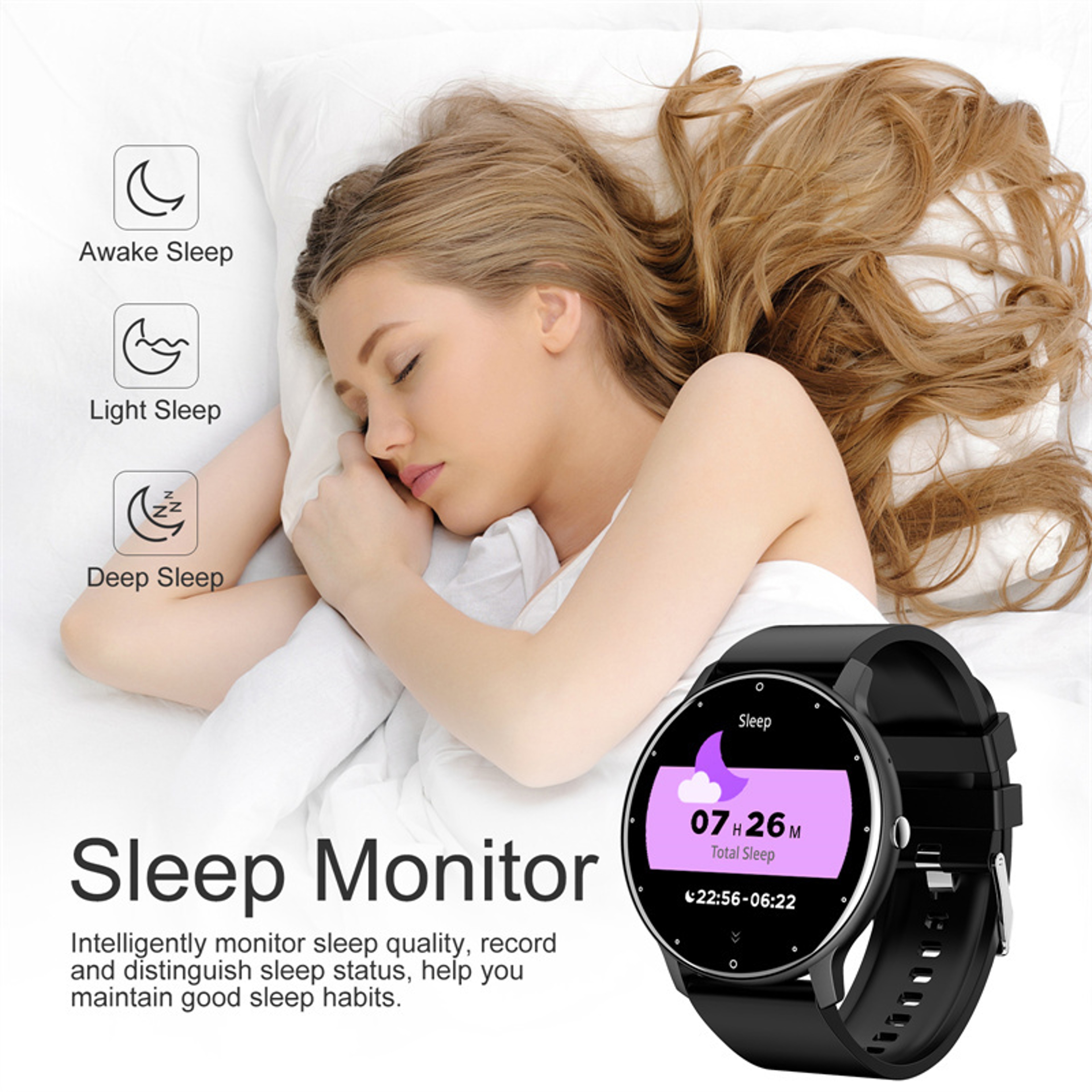 Bluetooth Smart Watch For Men And Women Full Touch Screen Waterproof Sports Fitness Tracker 3