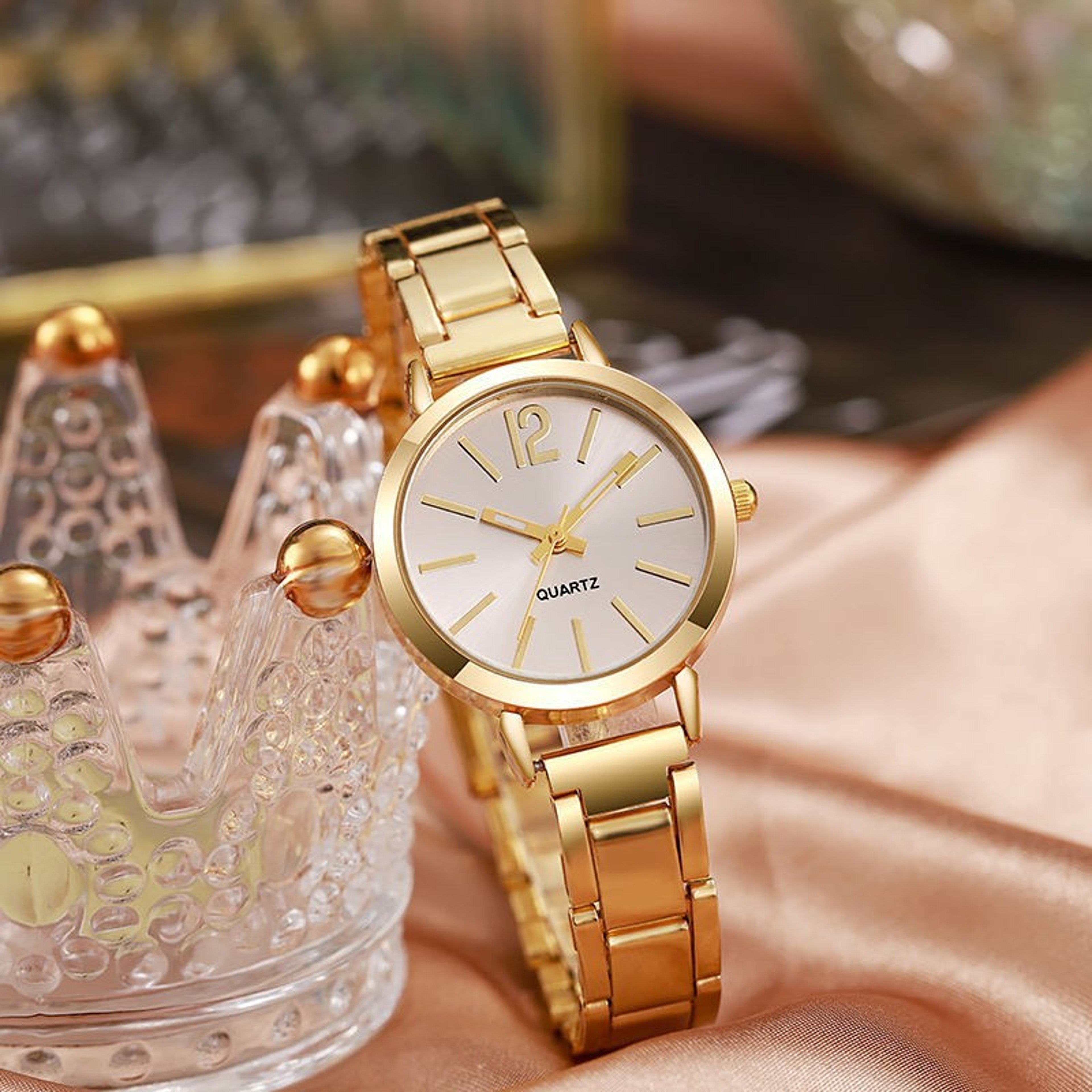 Stainless Steel Fashion Quartz Watch For Women Luxury Watch With Simple Circular Dial 5
