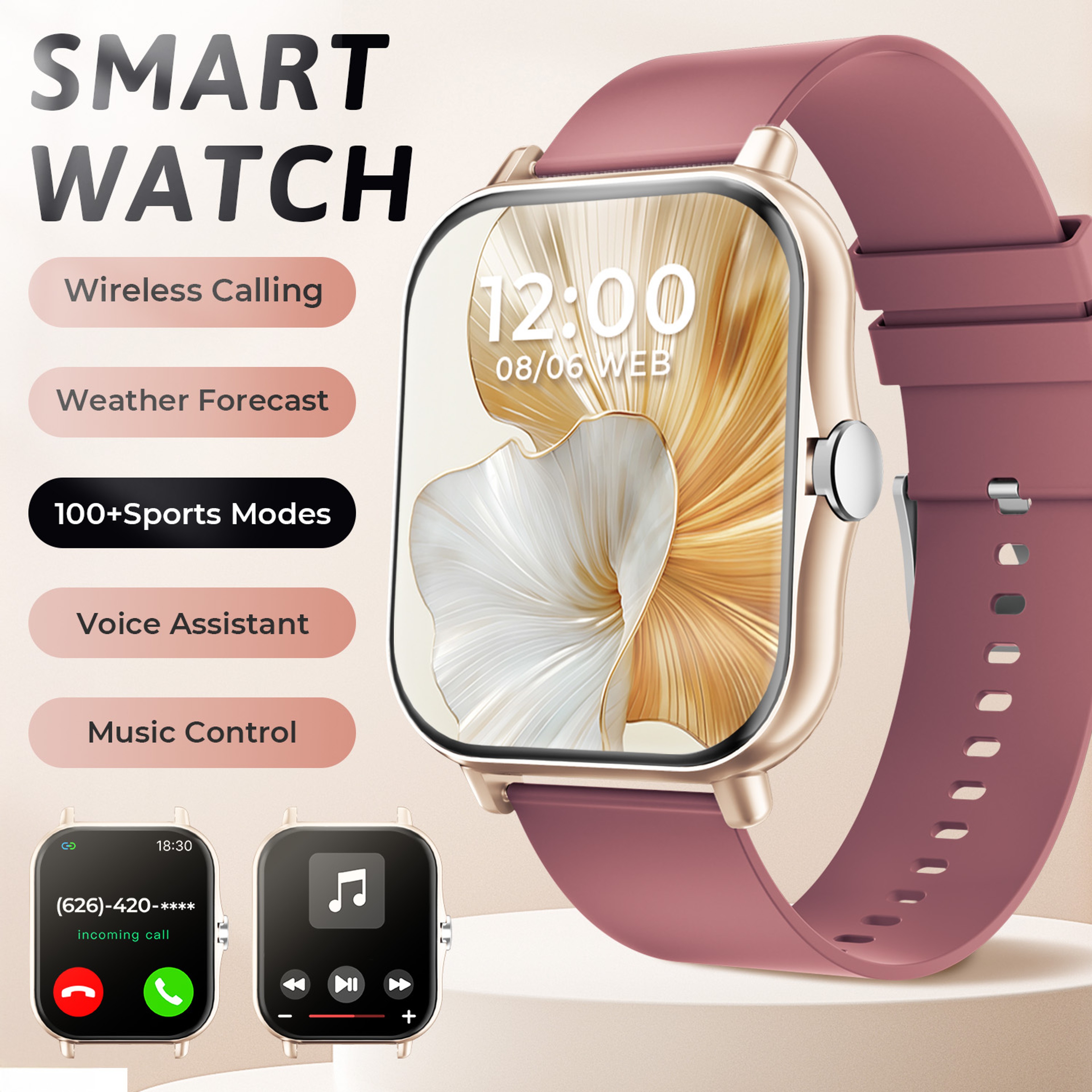 Waterproof Smartwatch BT Call HD Screen Sports Fashion Bracelet Health Sleep Monitoring For Kids Wo 12