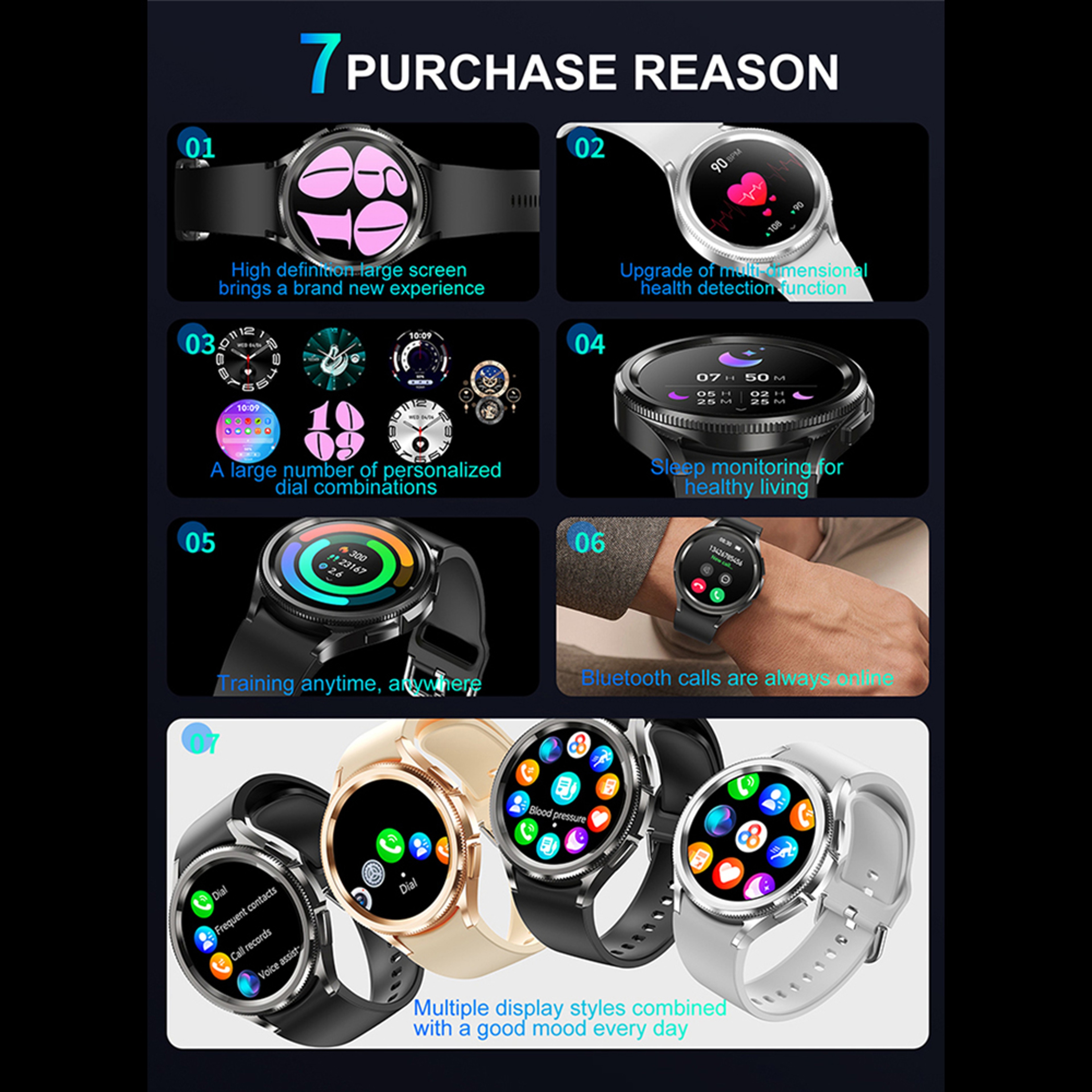 Bluetooth Call Fashion Smart Watch Mens Smartwatch Full Screen Touch Health Monitoring For Sports A 2