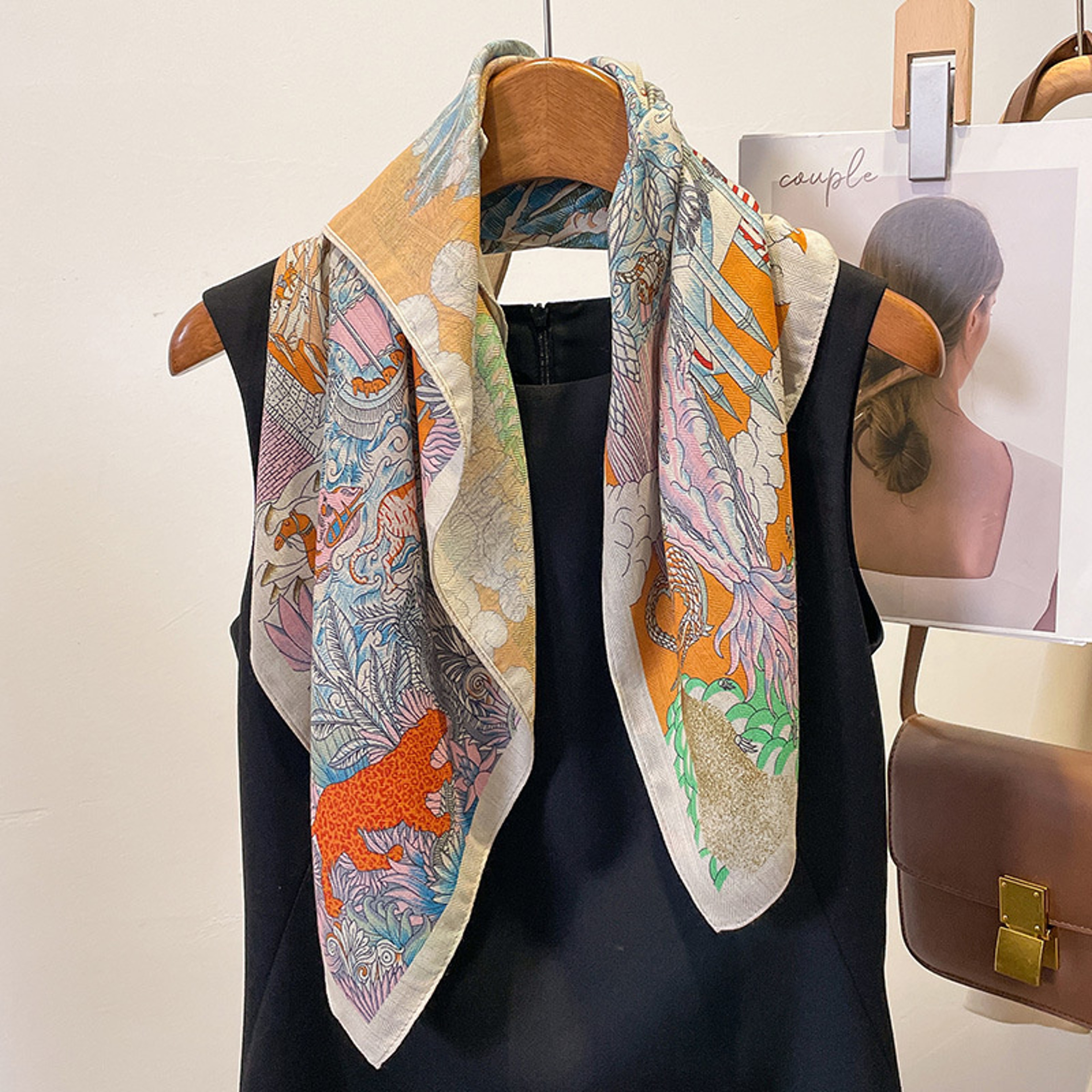 New Pure Cotton Women Scarf Square Foulard Lady's Neck Hair Scarves Design Printed Head Kerchief Fashion Girl Scarf – view 51