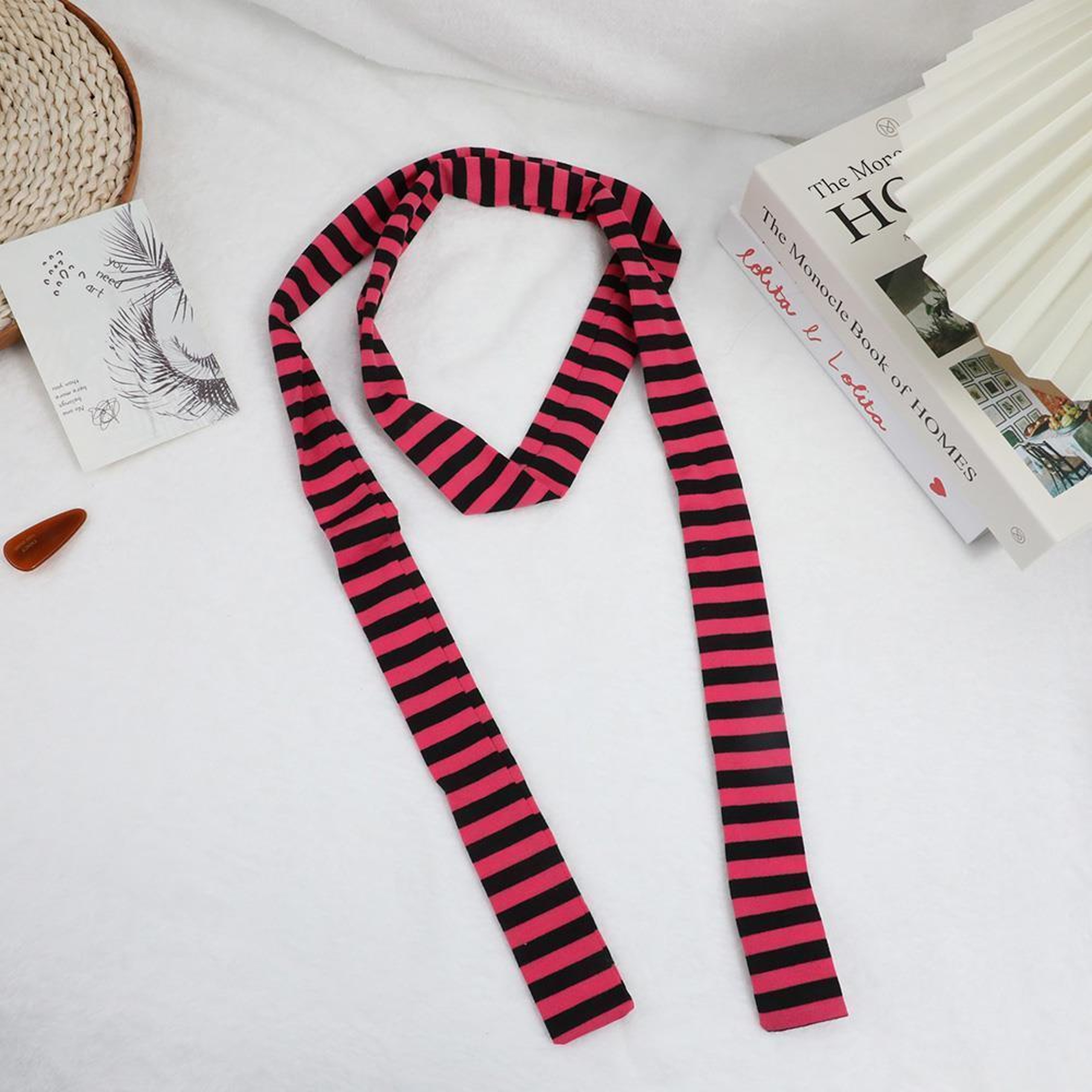 Stripe Women Cotton Scarves Long Thin Neckerchief Fashion Streetwear 9
