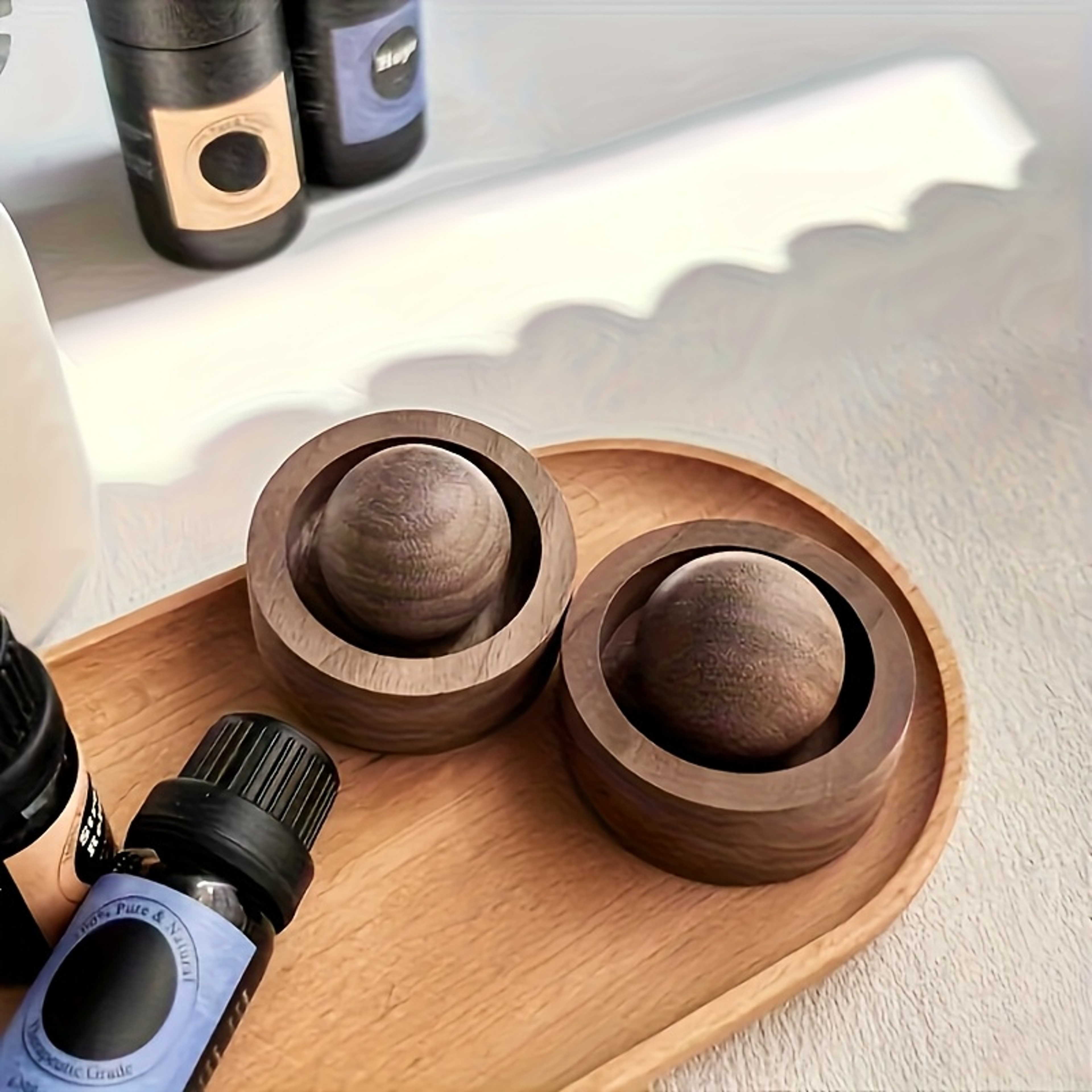 Natural Car Wooden Essential Oil Diffusers Spherical Design Room Fragrance Bedroom Decor Diffuser for Car Home – view 1