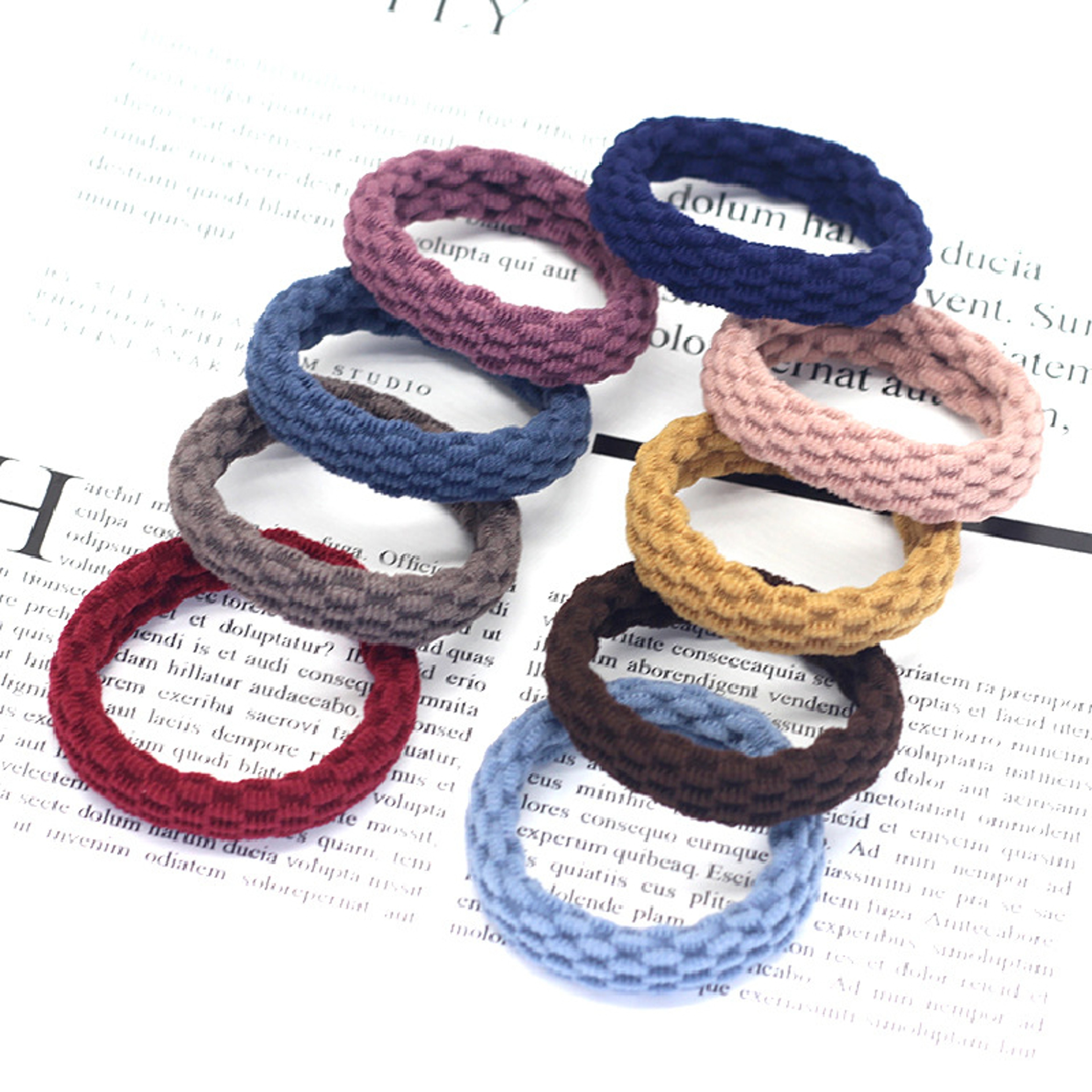 Fashion Womens Headband Hair Accessories High Elasticity Jacquard Pattern Hair Rope 10