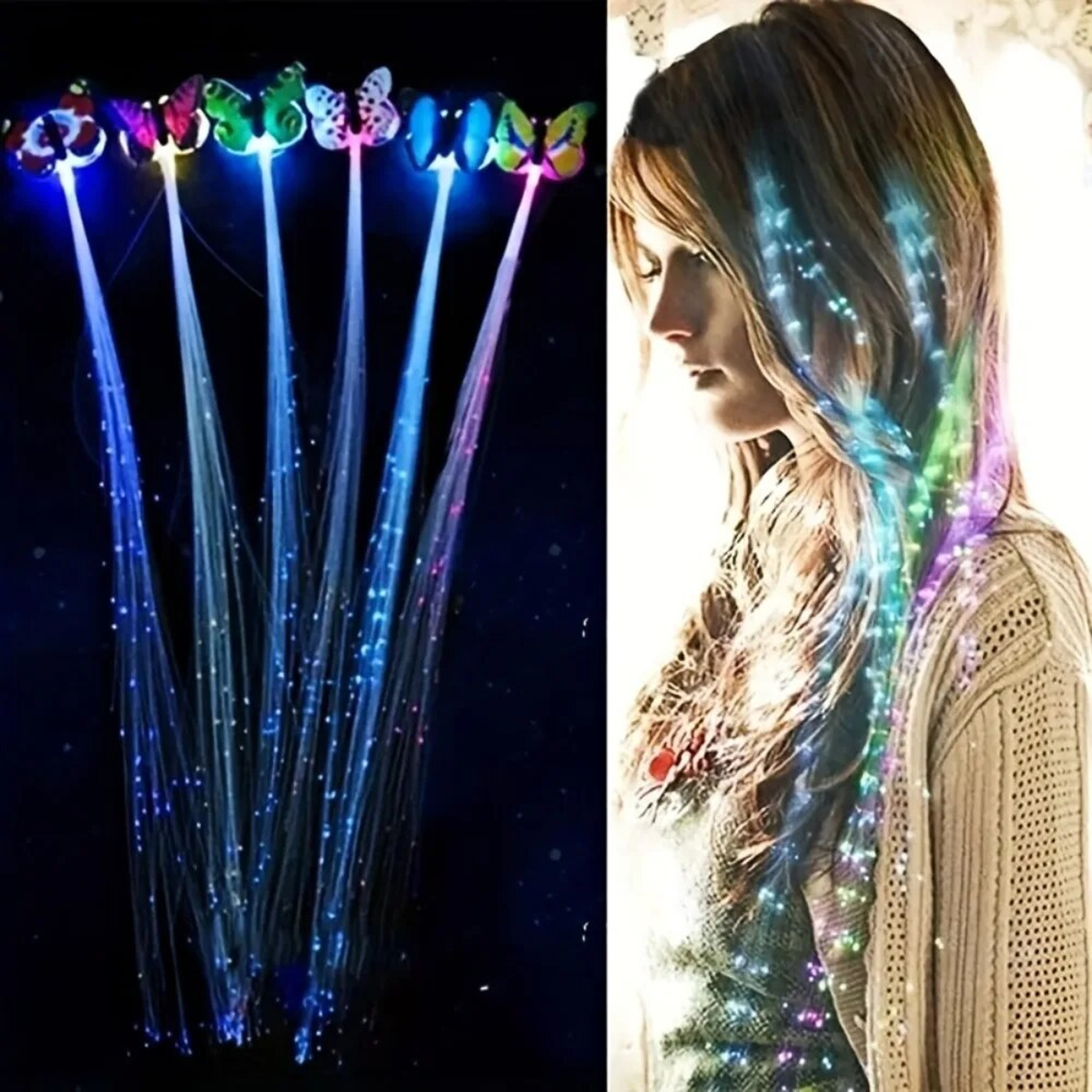 Colorful Butterfly Lights Braids Wig, Random Color Women Party Hair Accessories – view 1