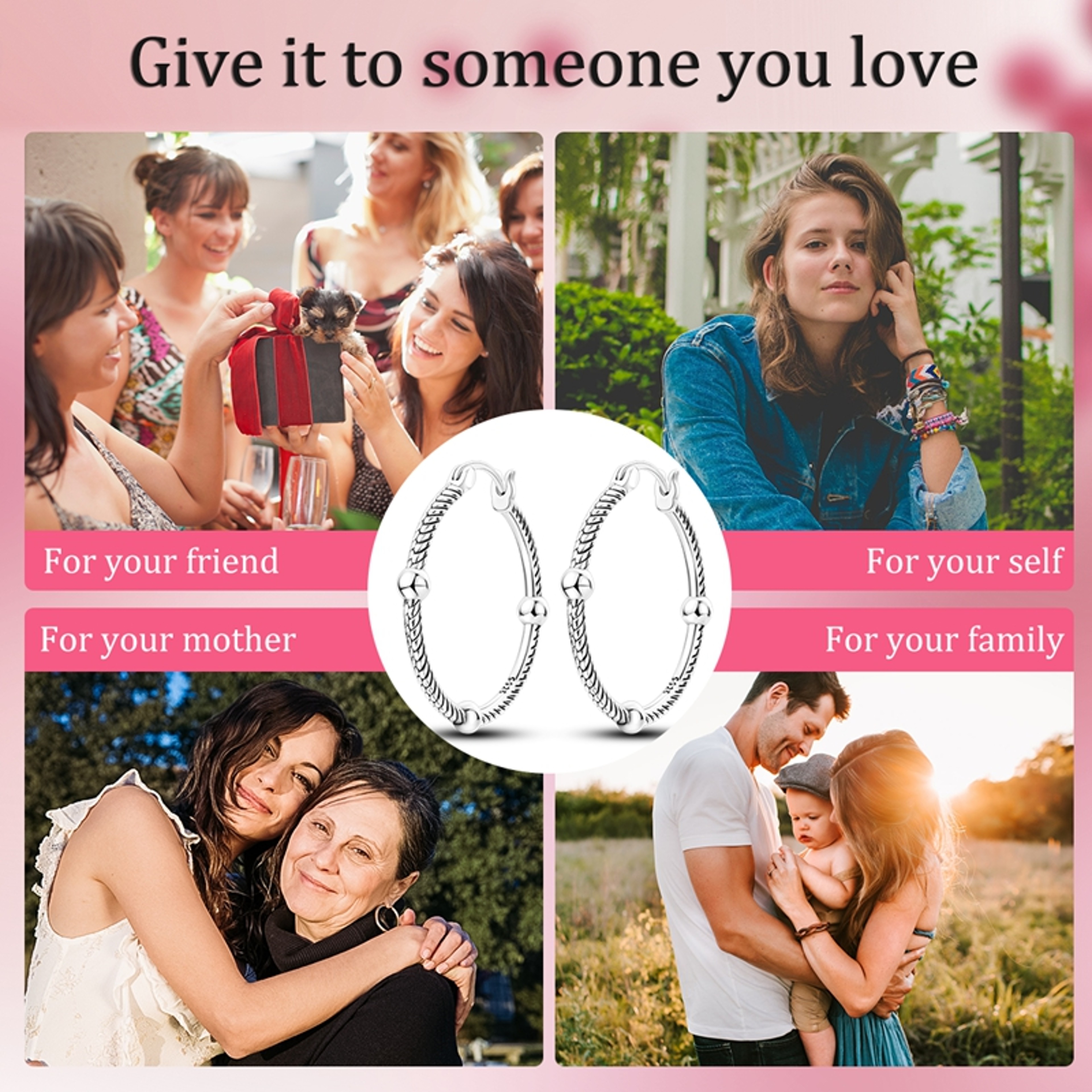 Hypoallergenic Sterling Silver Hoops Earrings With Zirconia High Quality Jewelry For Women And Girl 3
