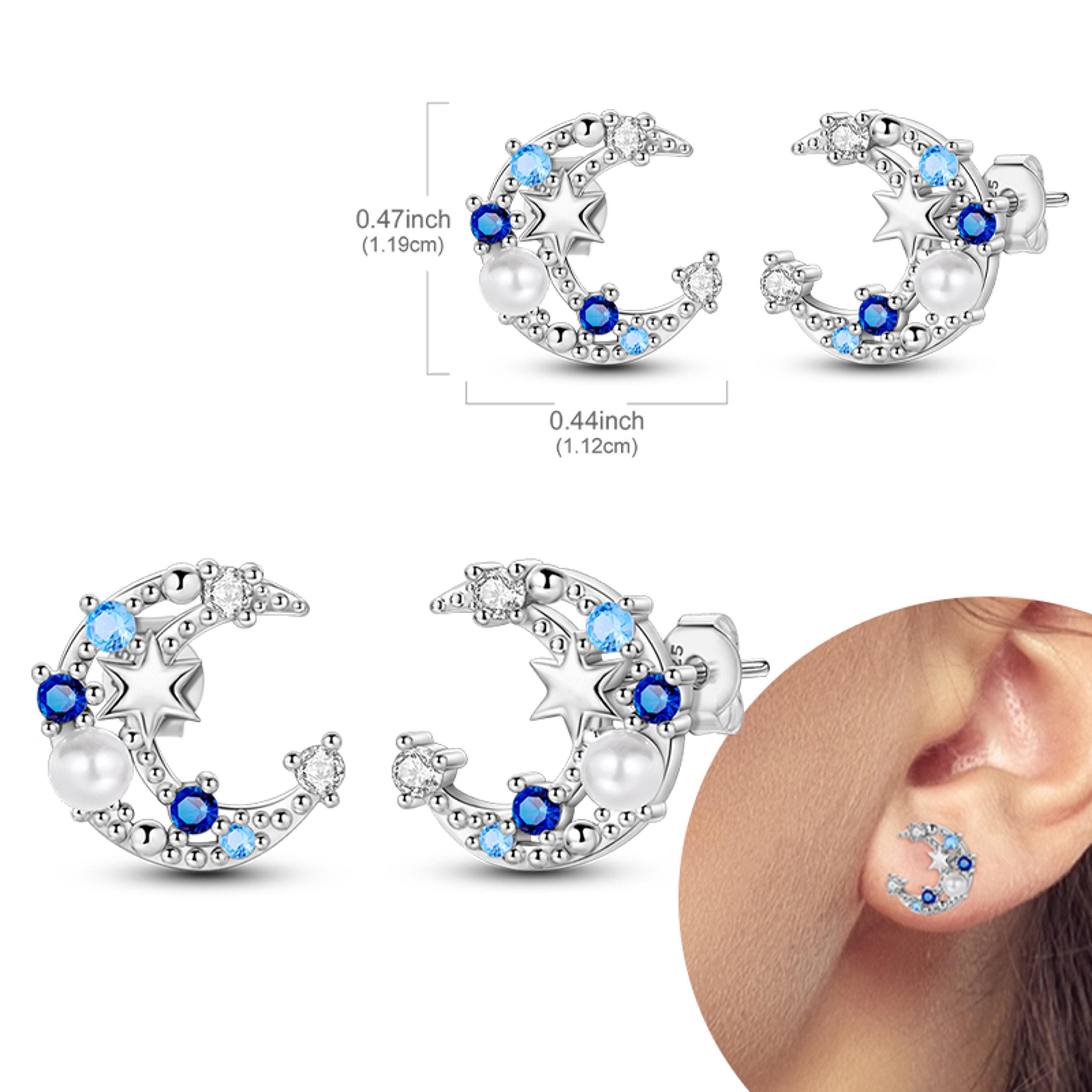 Hypoallergenic Sterling Silver Hoops Earrings with Zirconia, High Quality Jewelry for Women and Girls, Fashion Hoop – view 28