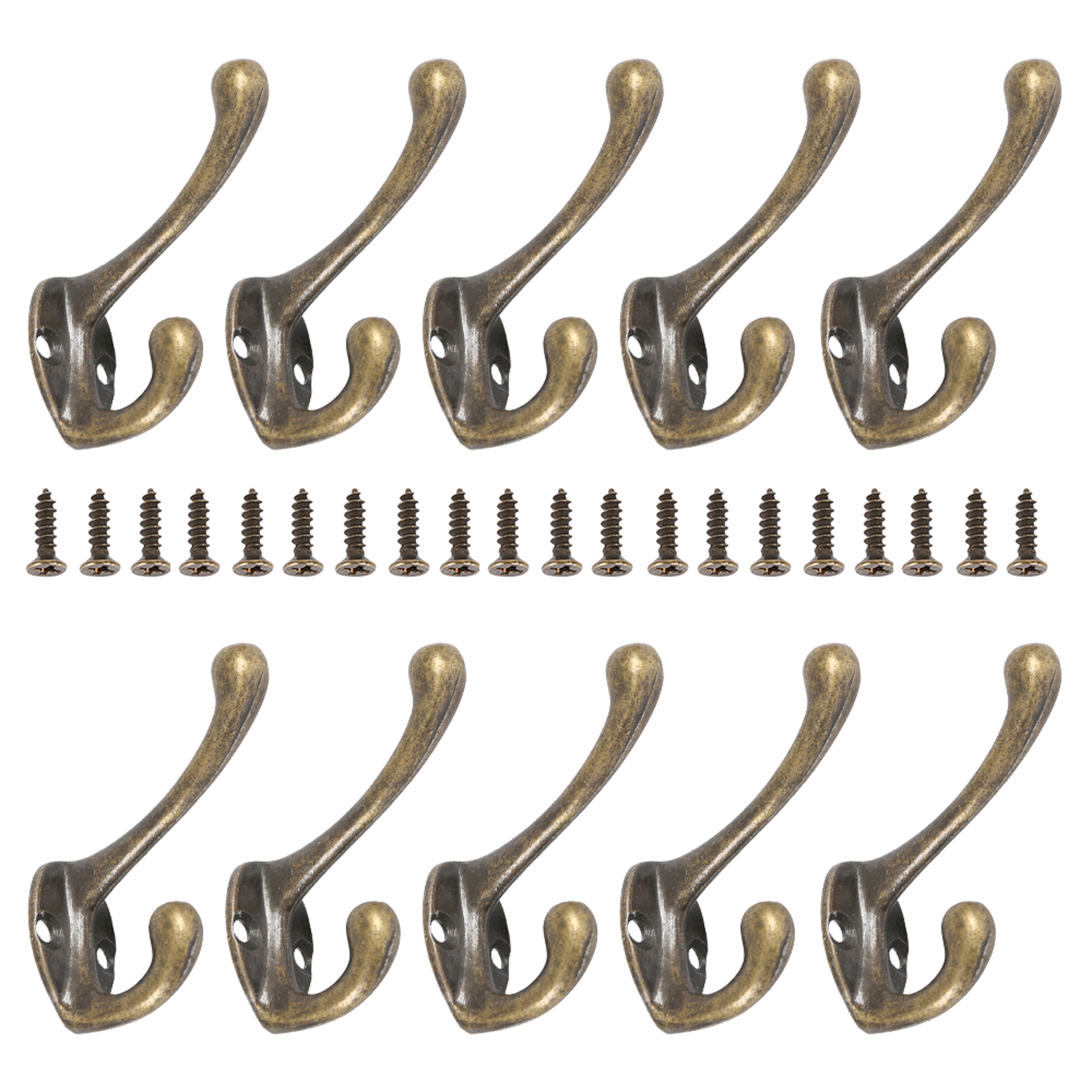 Wall Mounted Coat Hooks Heavy Duty Dual Coat Rack Vintage Bronze Clothes Hanger With Screw For Bath 5