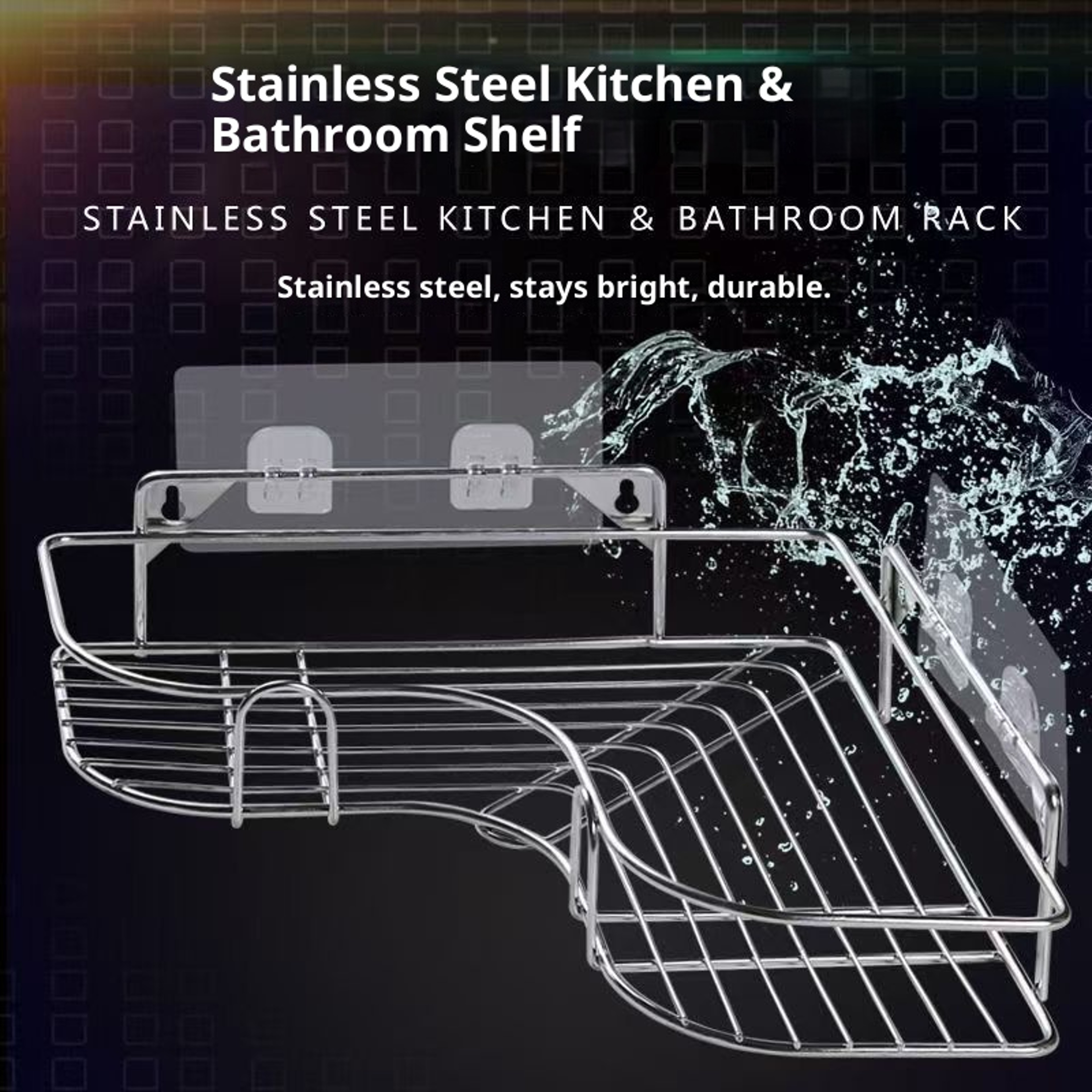 Stainless Steel Triangle Shelf For Bathroom Balcony Kitchen Corner Space Saving No Drilling Double  5