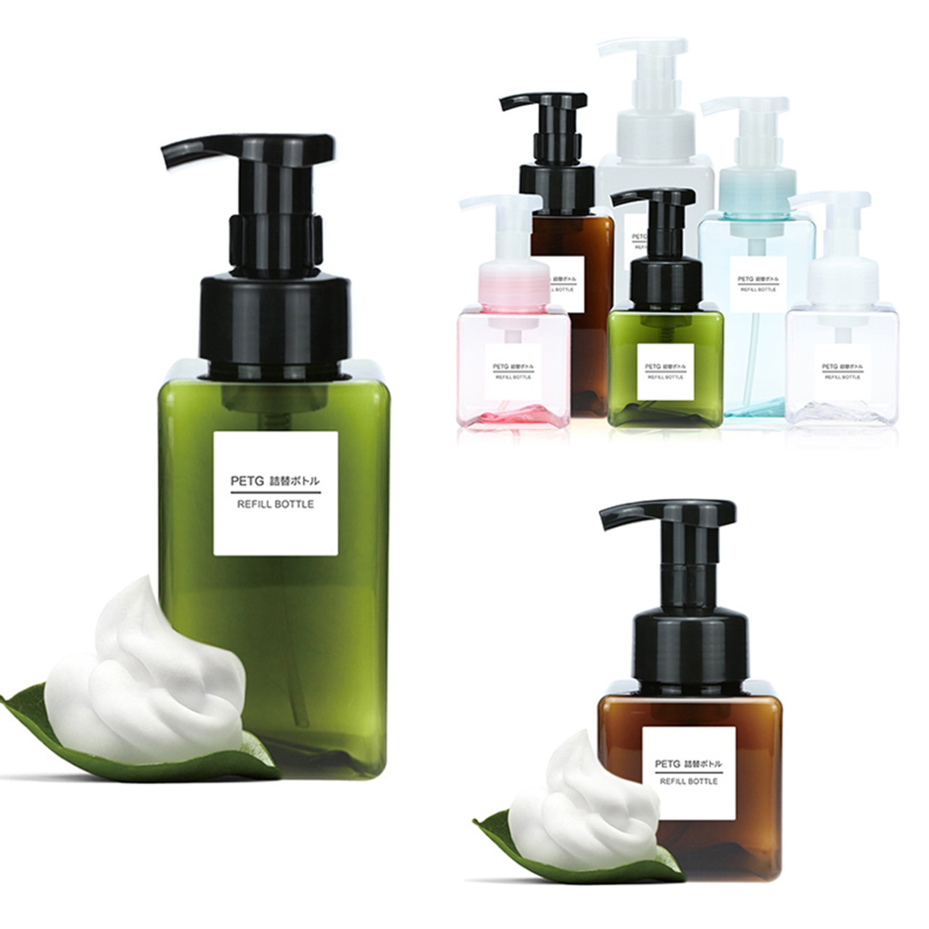 Refillable Empty Foaming Bottle Soap Dispenser For Shower Gel Lotion Shampoo Cleanser With Pump 0