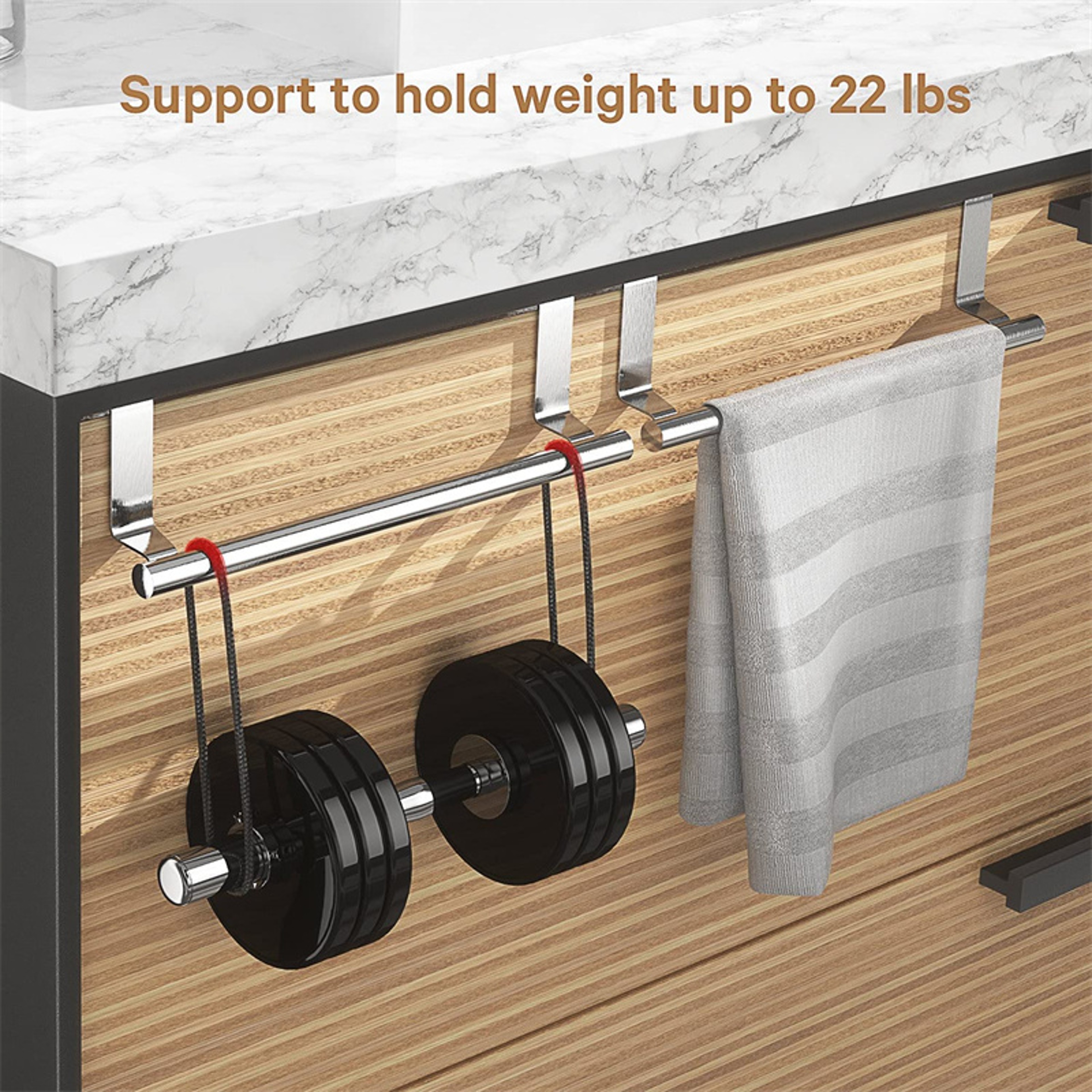 Stainless Steel Towel Rack Over Door Bar Hanger Towel Rag Rack Bathroom Kitchen Shelf Holder 4