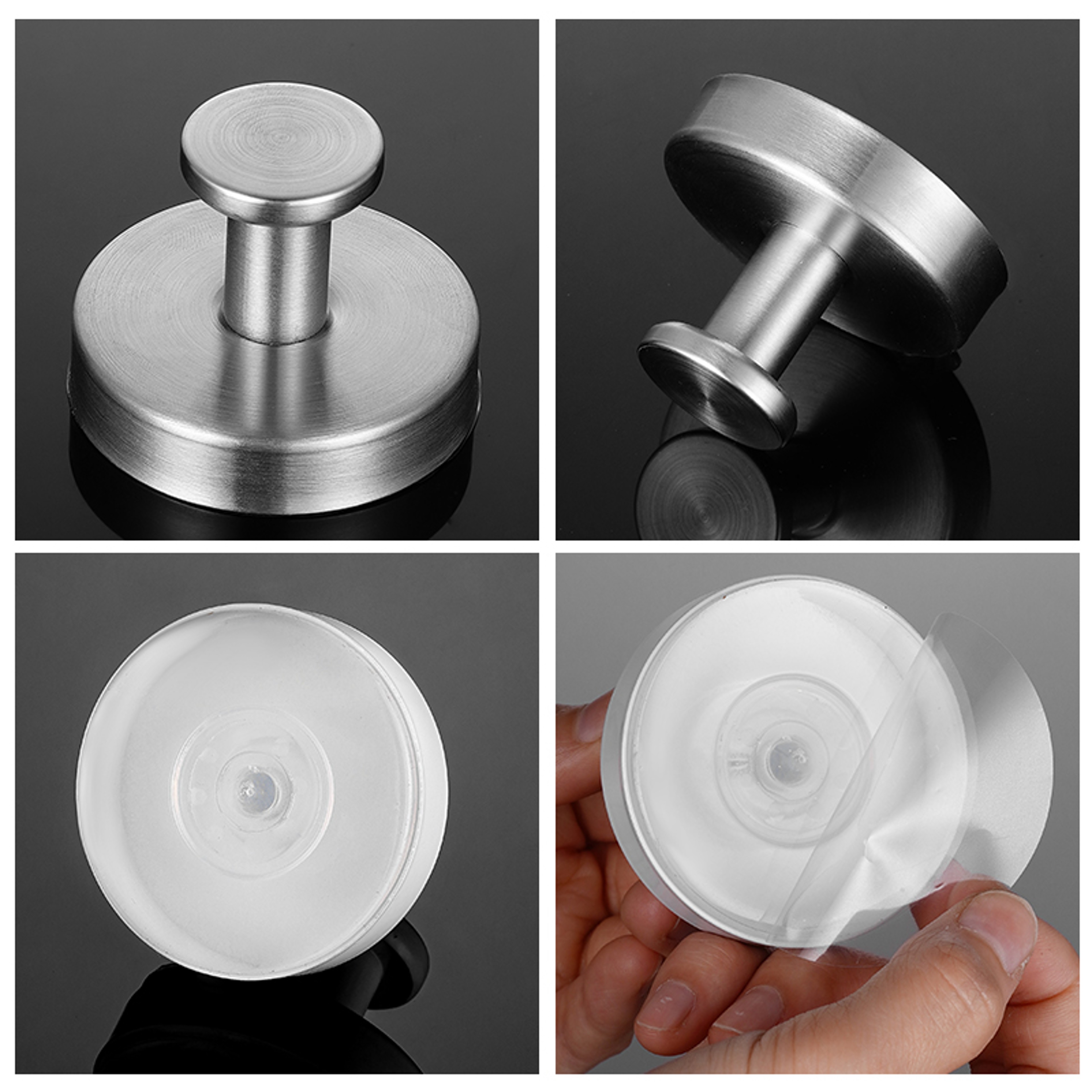 Waterproof Reusable Stainless Steel Suction Cup Hook Punchfree Wall Mount Hooks For Kitchen Bathroo 2