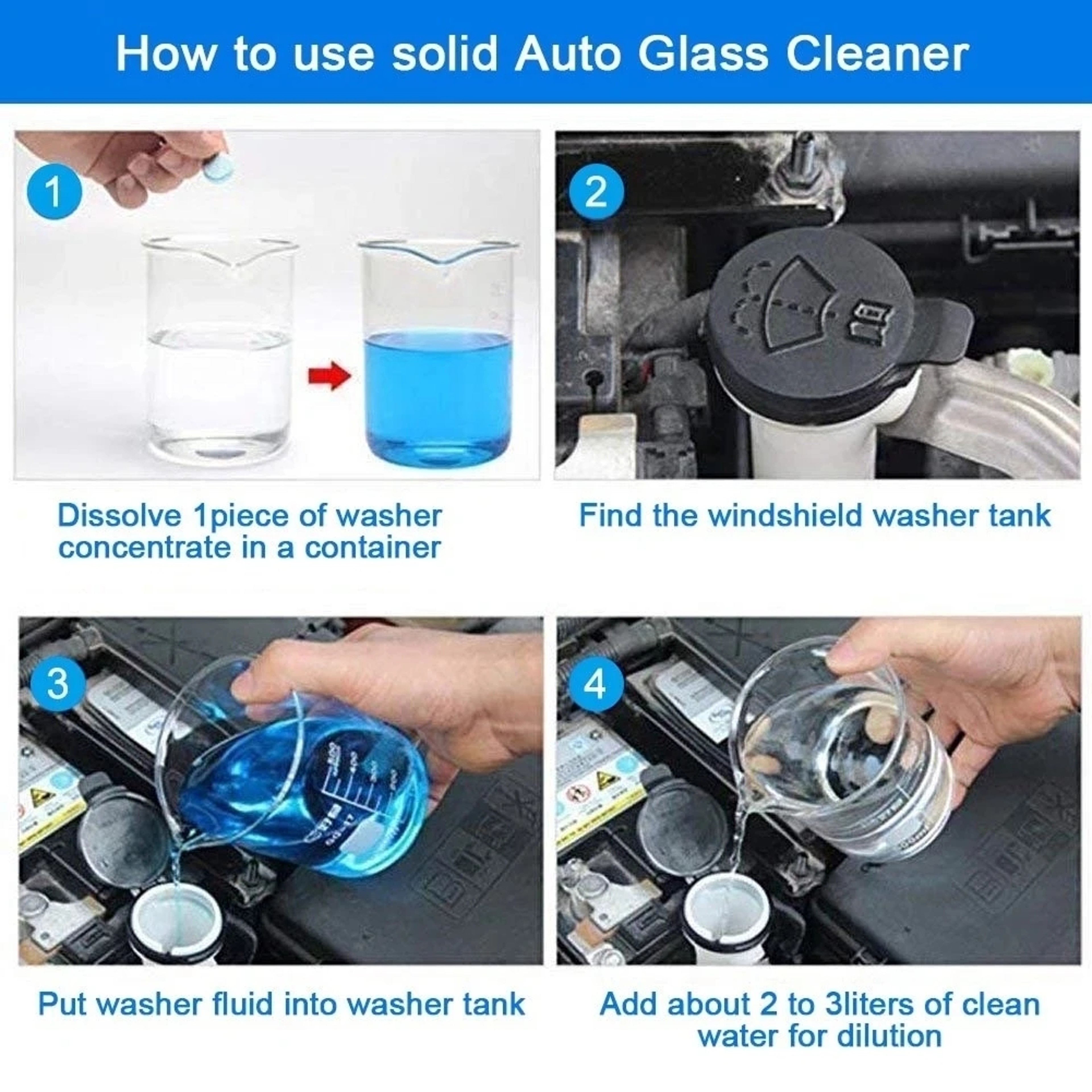 Effervescent Tablet Solid Cleaner Car Windscreen Cleaner Auto Wiper Glass Cleaning Concentrated Det 4