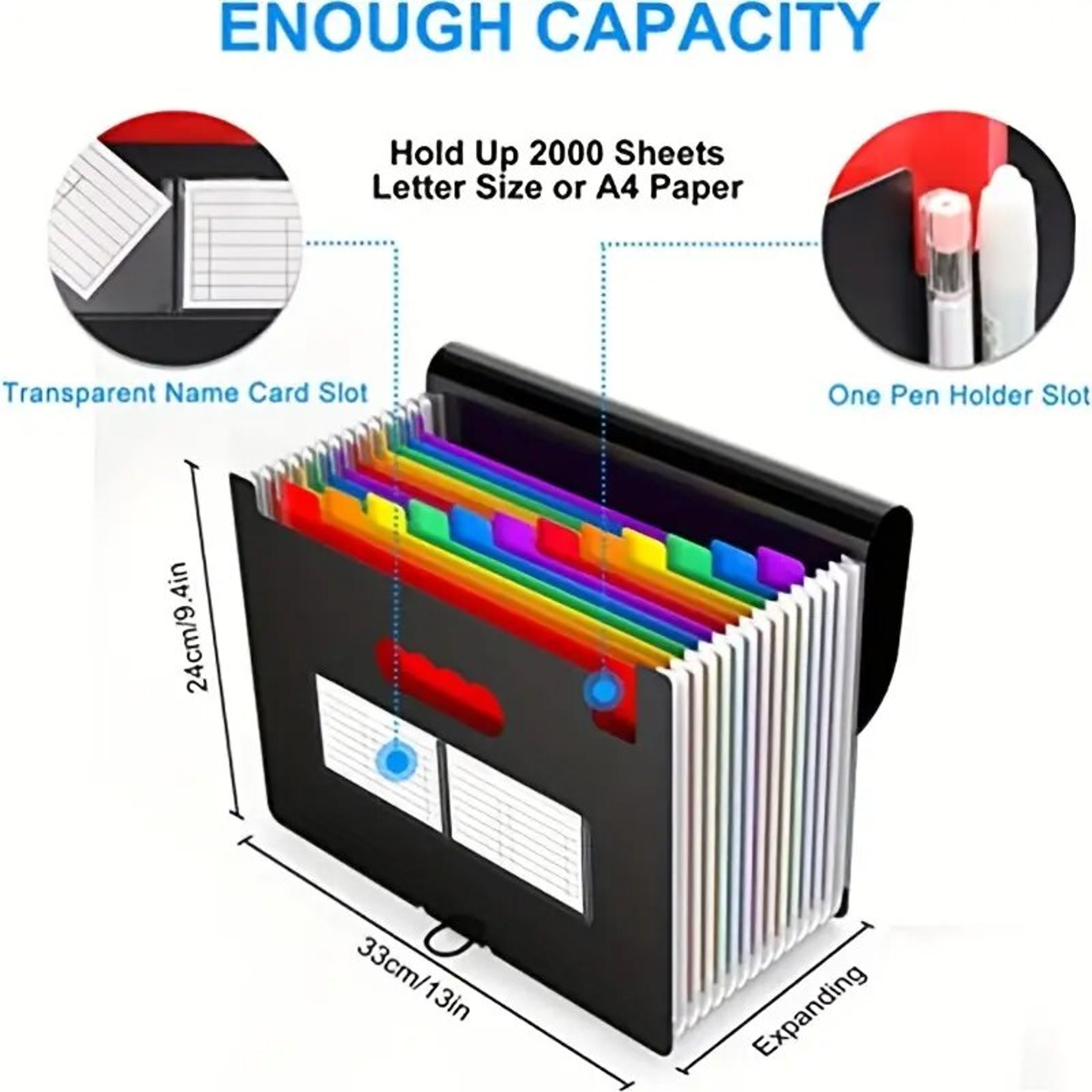 Portable Expanding File Folder Pockets Filing Folder Organizer Large Capacity Accordian File Box Fo 2