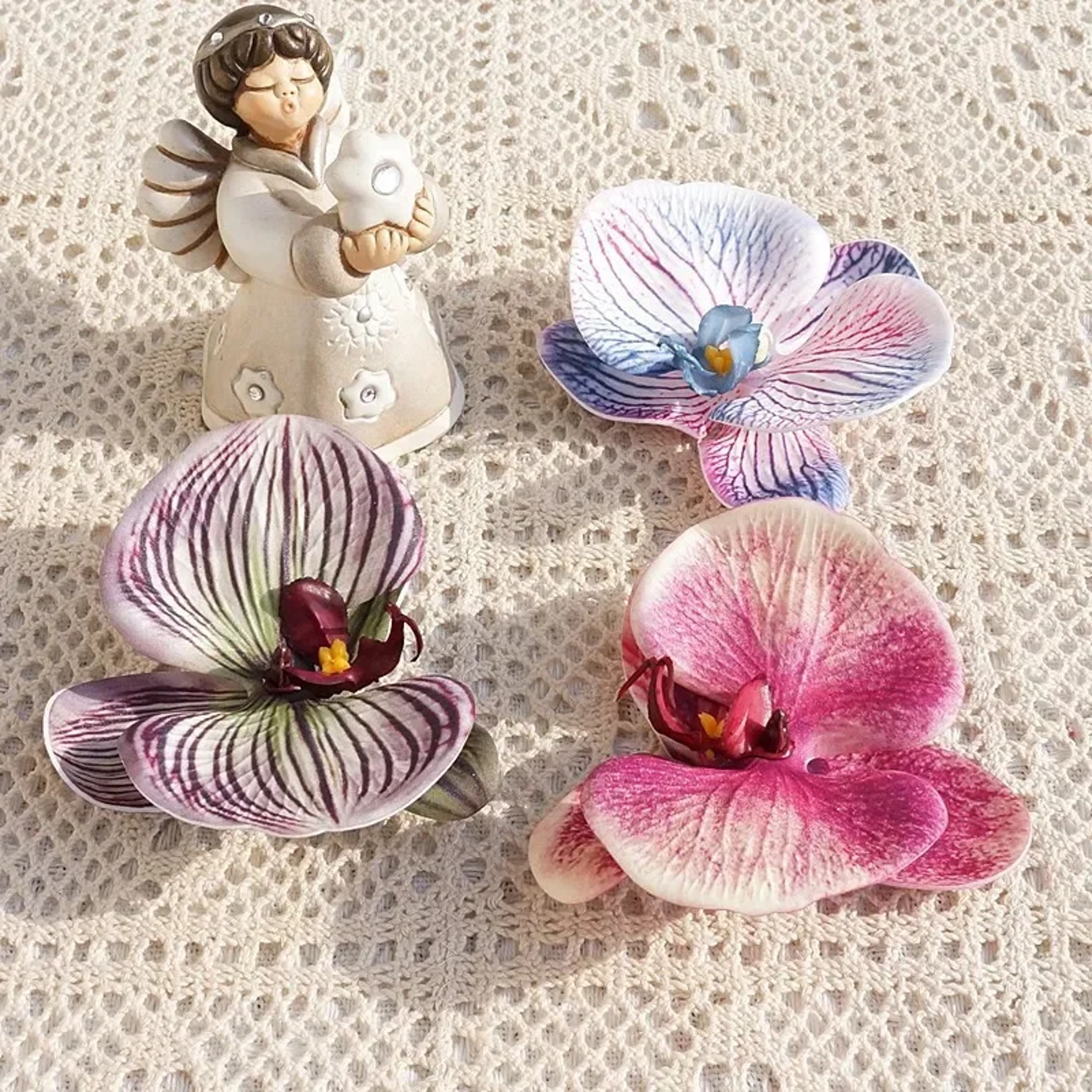 3D Print Orchid Head Silicone Cotton Artificial Butterfly Flowers Wedding Souvenir Party Decor Gift 2