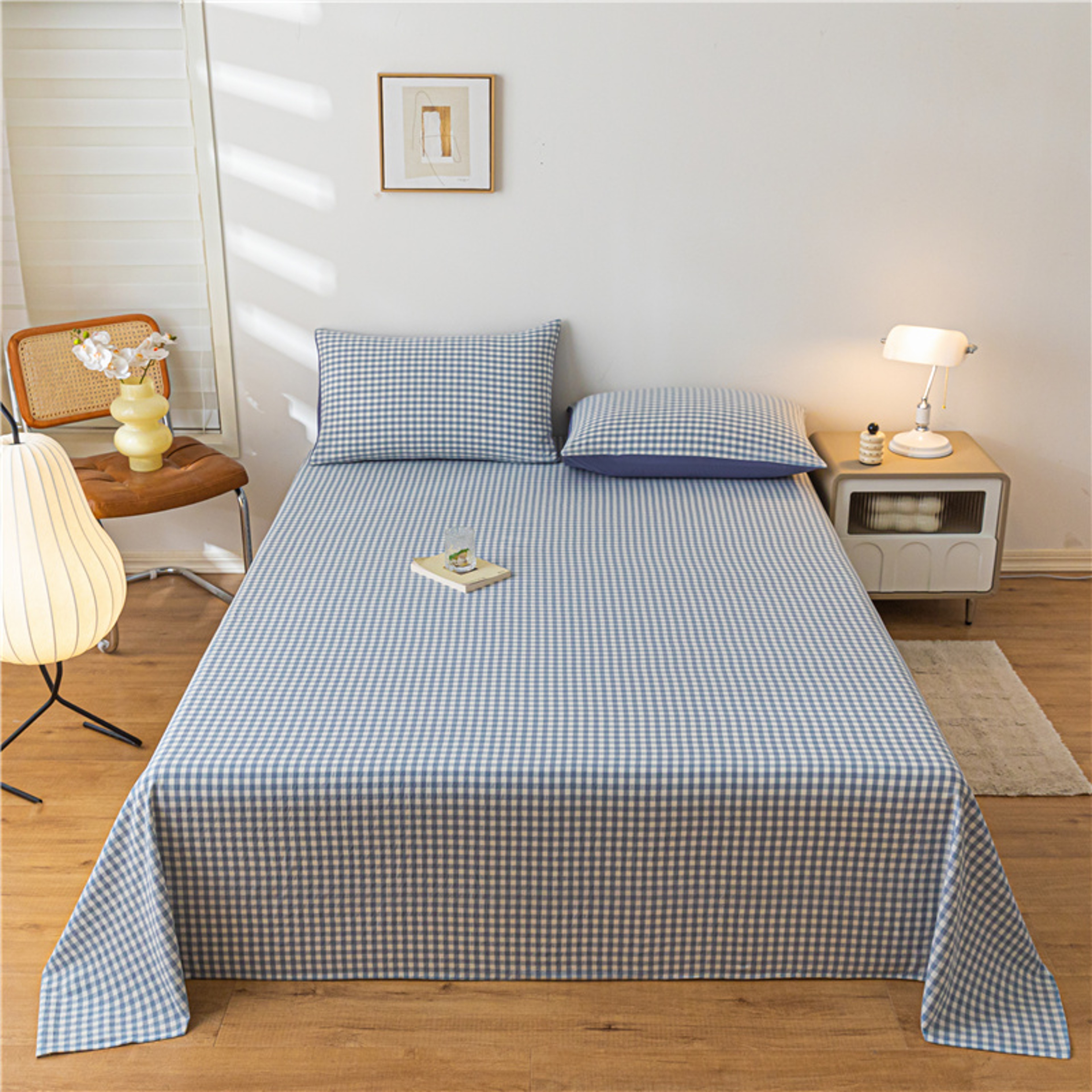 Grid Bedding Sheet Soft Comfortable Bed Sheet For Bedroom And Guestroom 1