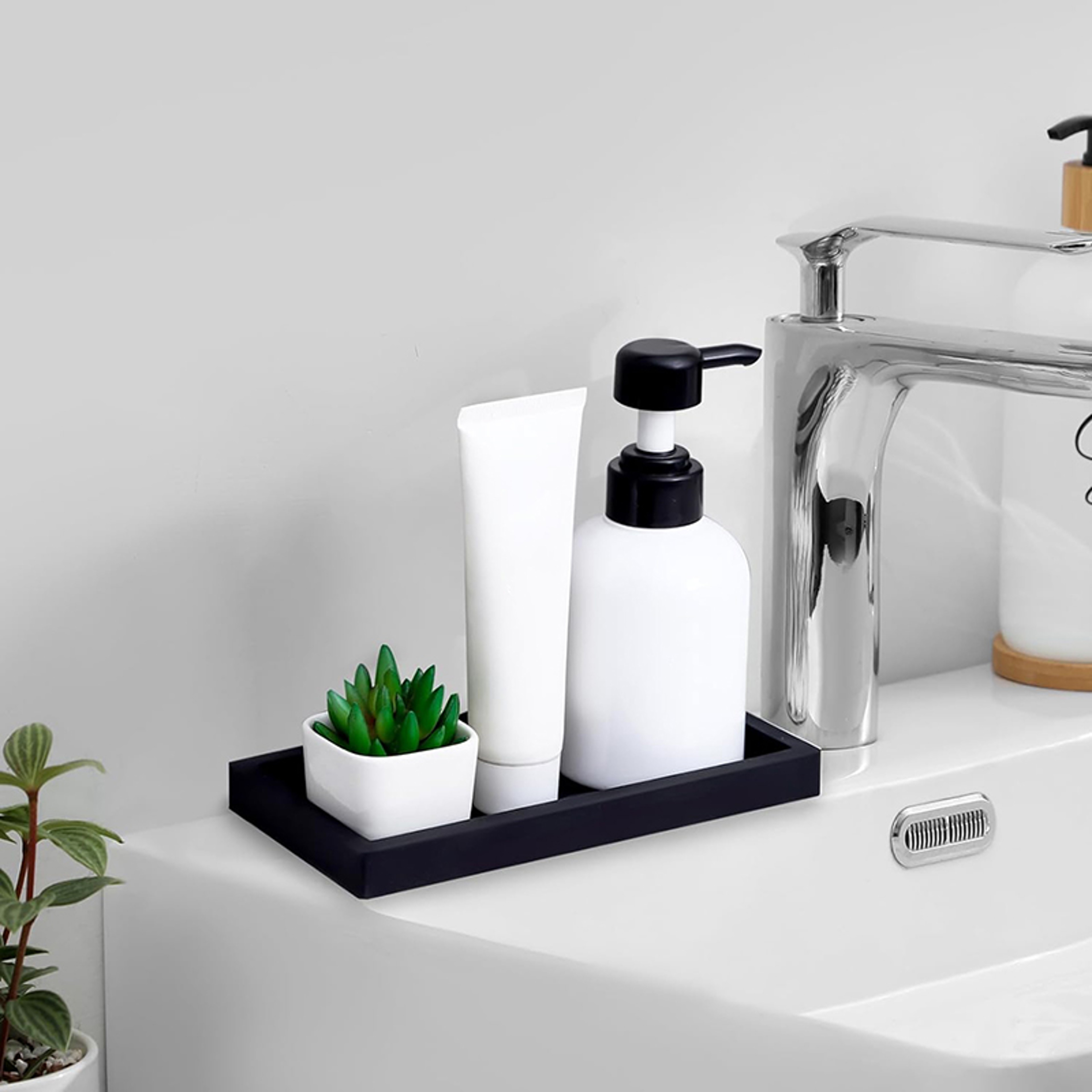 Bathroom Vanity Silicone Tray For Soap Dish Soap Sponge Perfume Candle Countertop Storage Tray 2