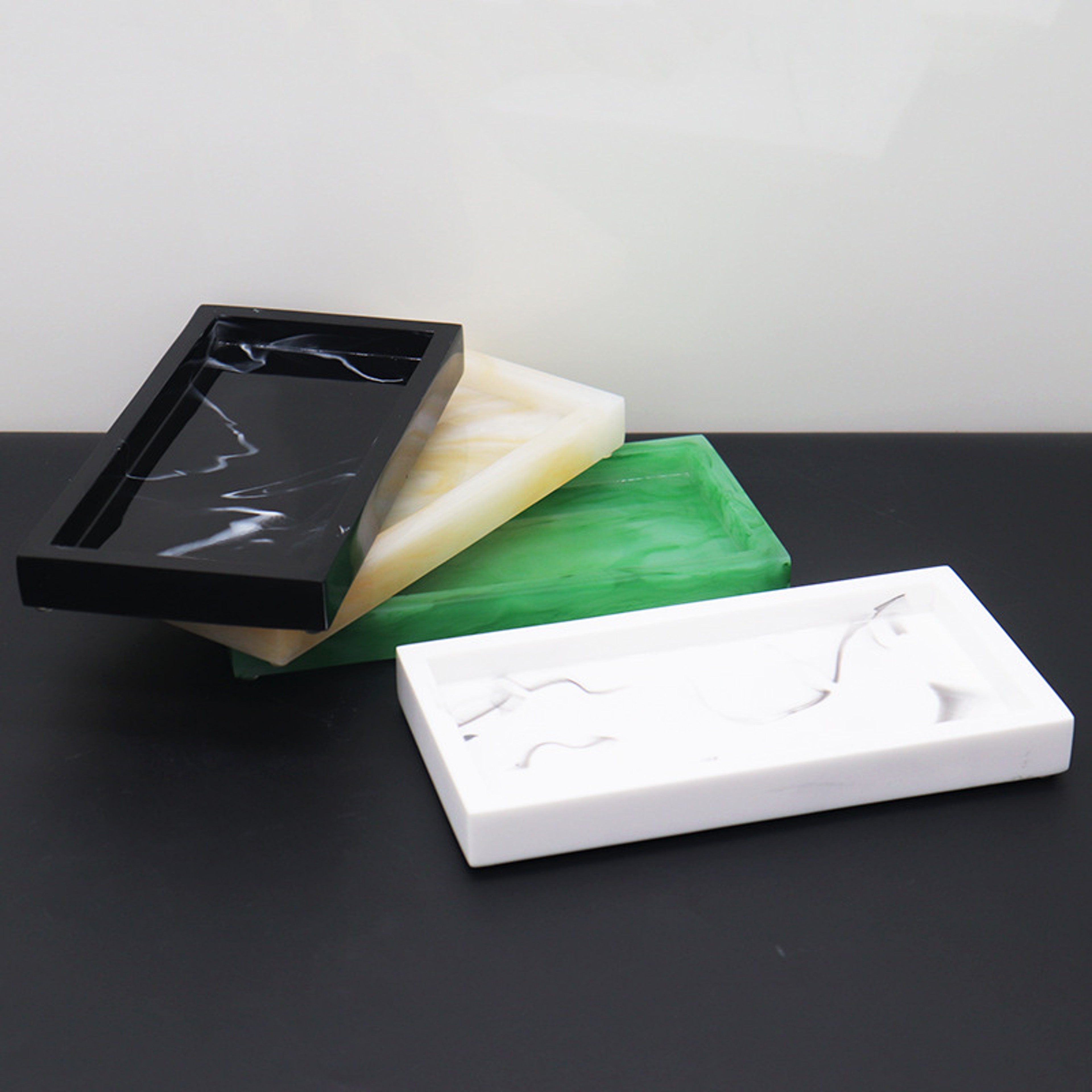 Marble Resin Household Storage Tray Rectangular Jewelry Storage Tray For Bathroom Kitchen Dish Plat 0