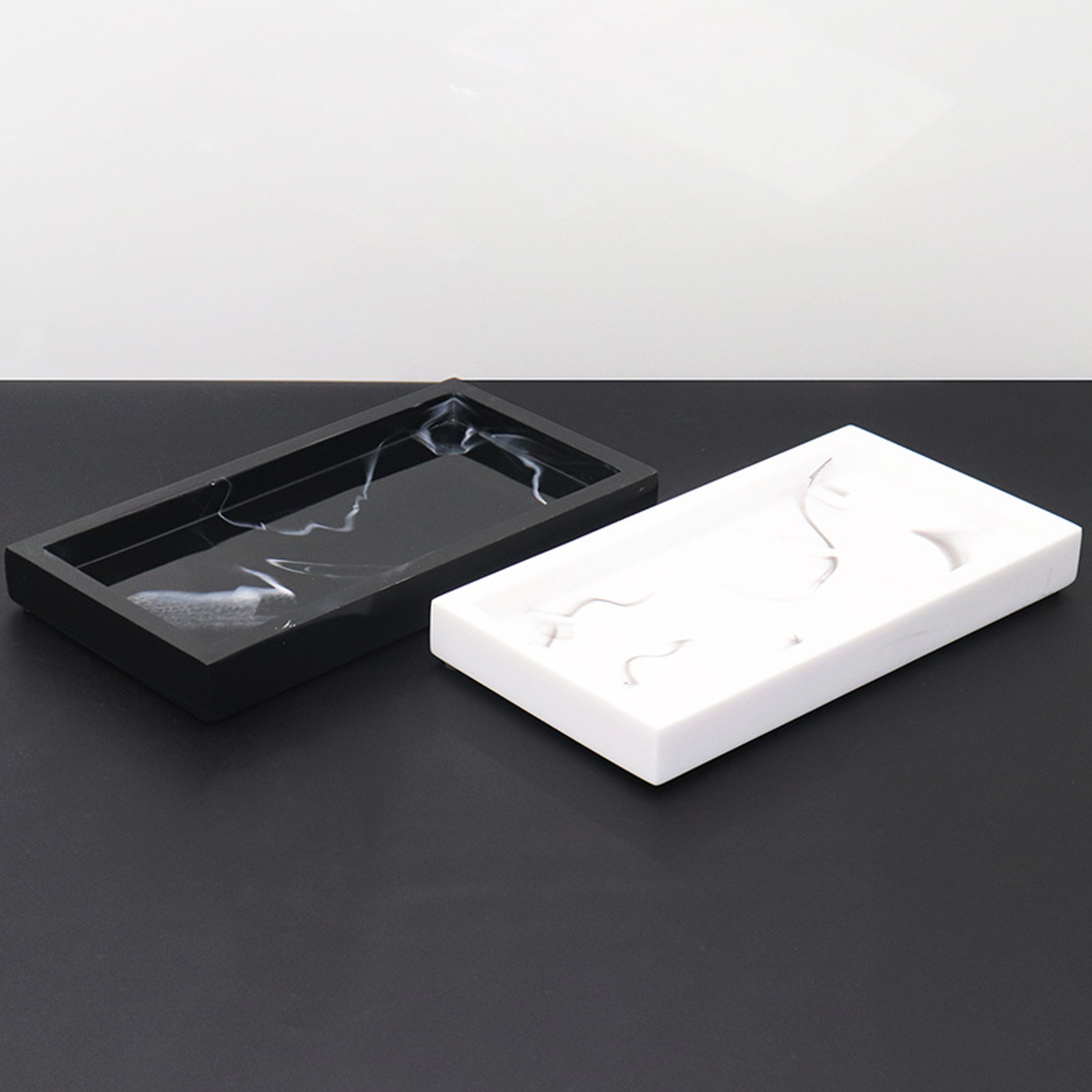 Marble Resin Household Storage Tray Rectangular Jewelry Storage Tray For Bathroom Kitchen Dish Plat 2