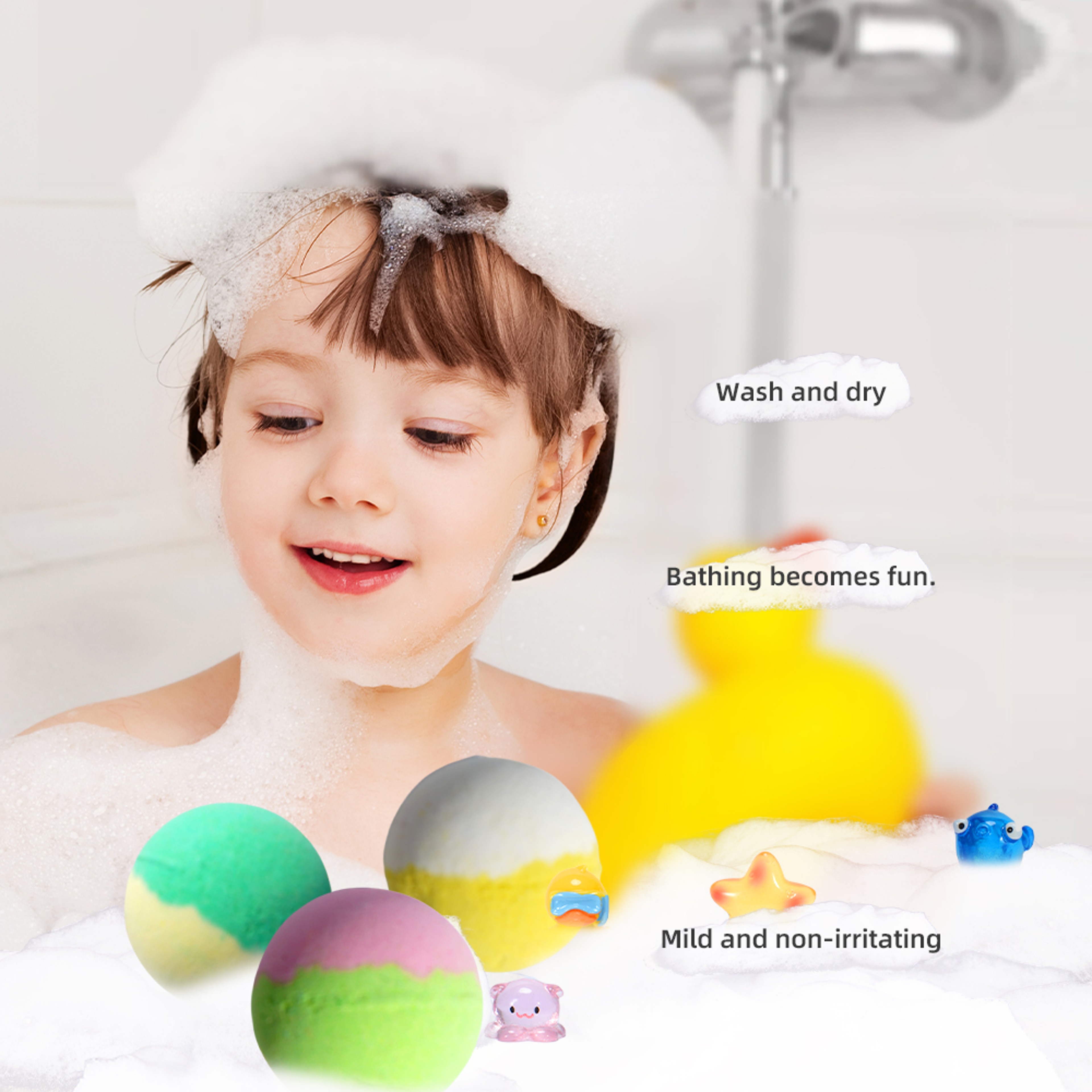 Kids Bath Bombs Gift Set, Natural Organic Kids Bubble Bath Fizzy for Girls and Boys – view 5