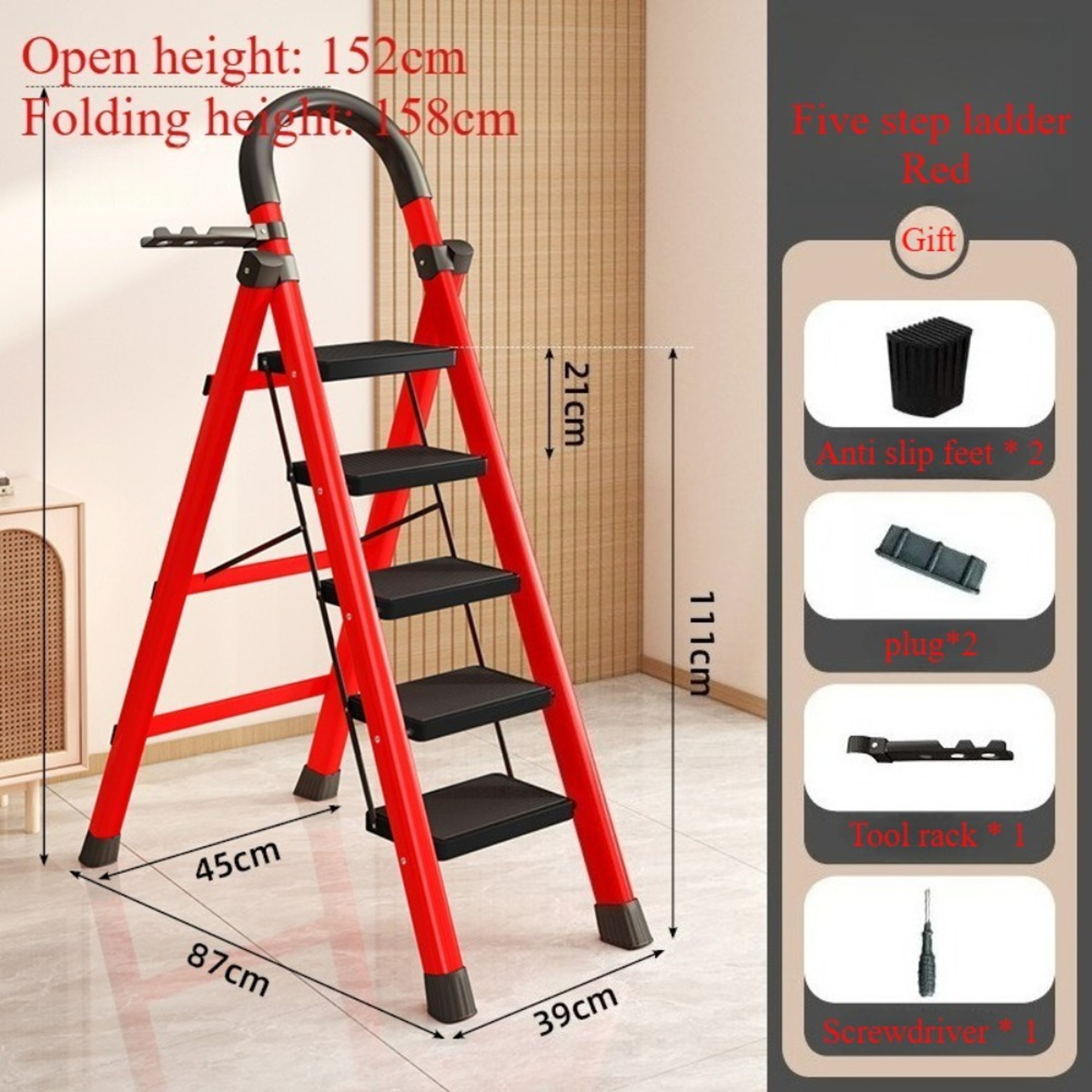Small Portable Foldable Household Ladder Multipurpose Telescopic Four Step Ladder Multifunctional I 4