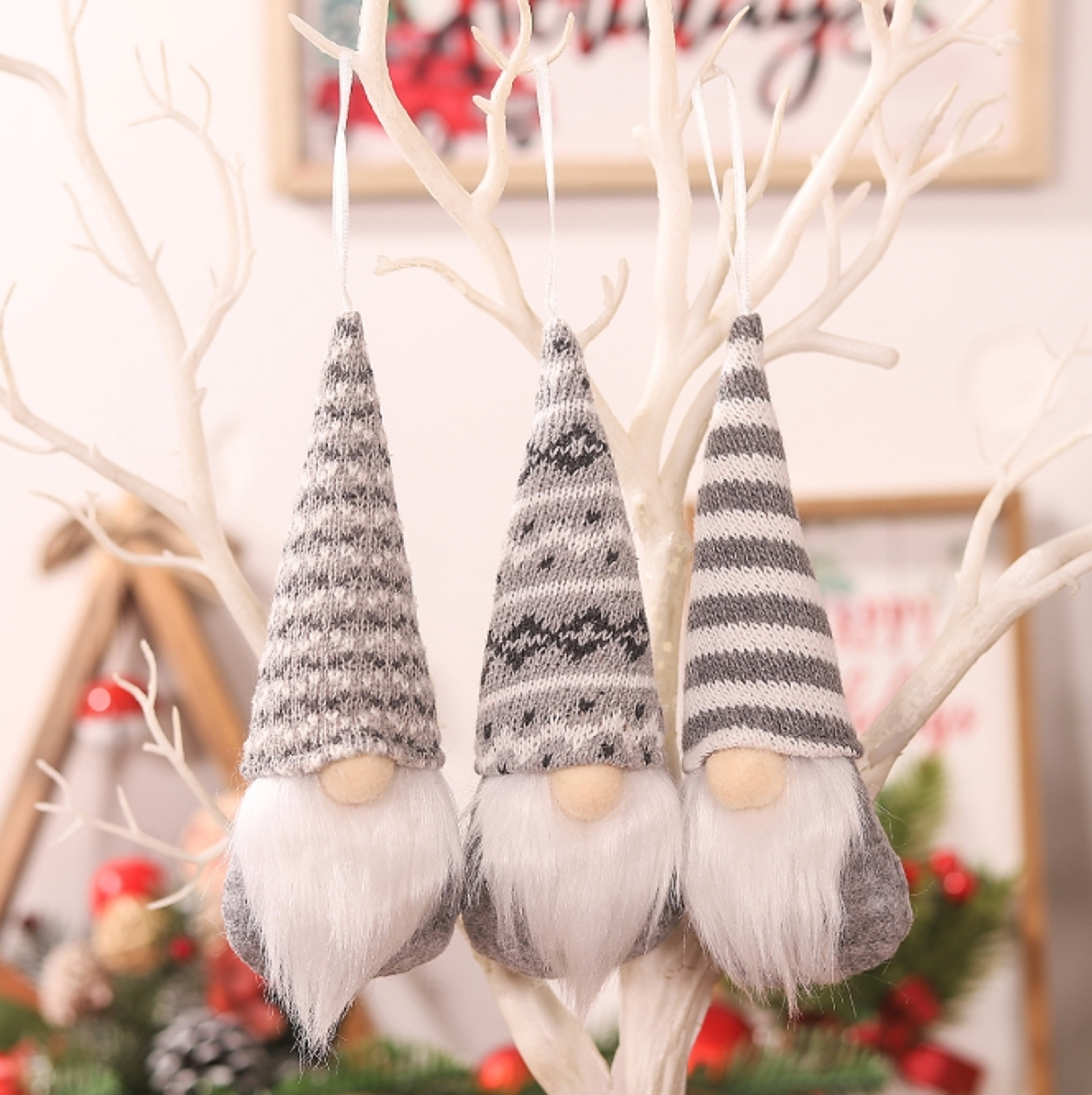 Holiday Tree Ornaments Christmas Hanging Decorations Swedish Handmade Plush Santa Elves Home Christ 5