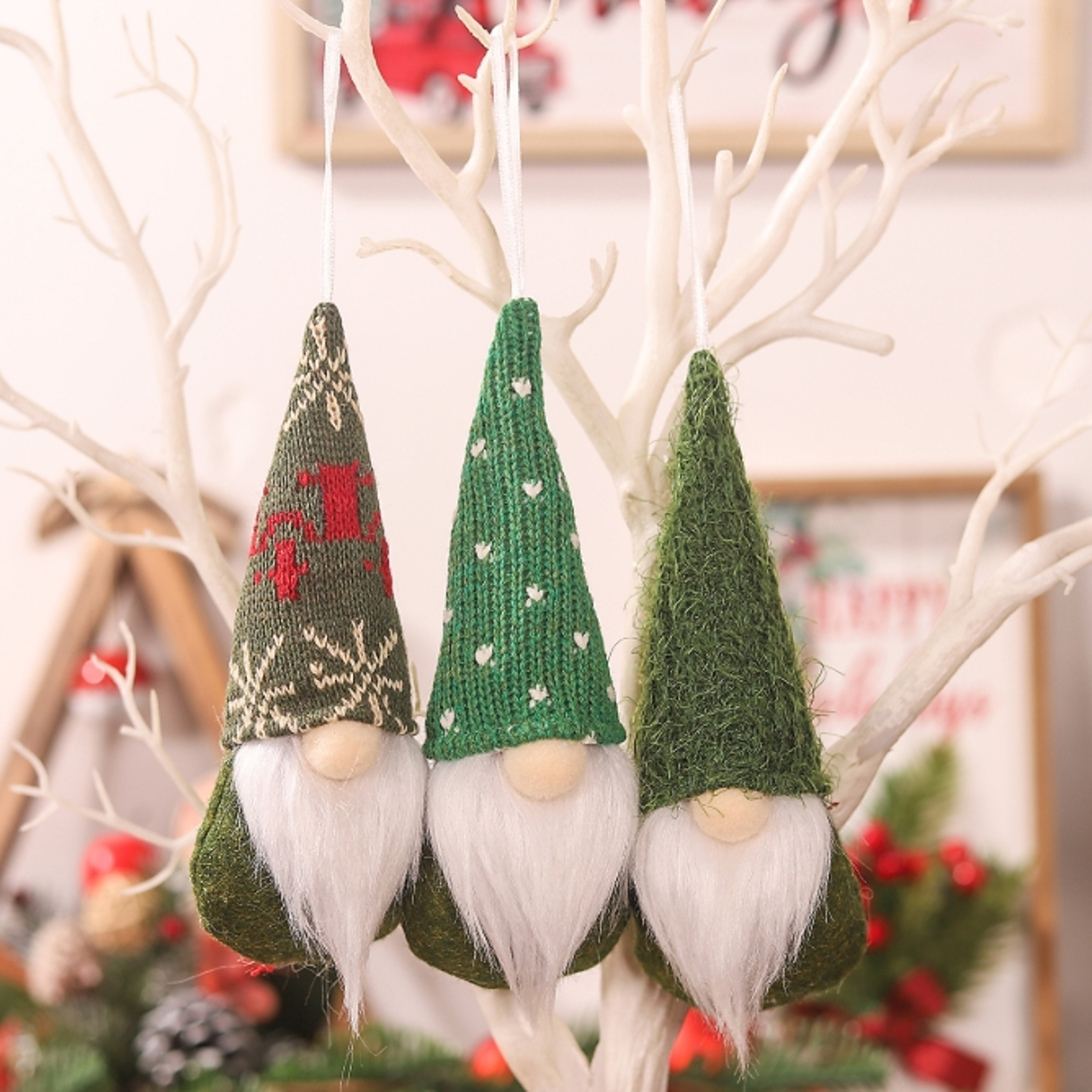 Holiday Tree Ornaments Christmas Hanging Decorations Swedish Handmade Plush Santa Elves Home Christ 8