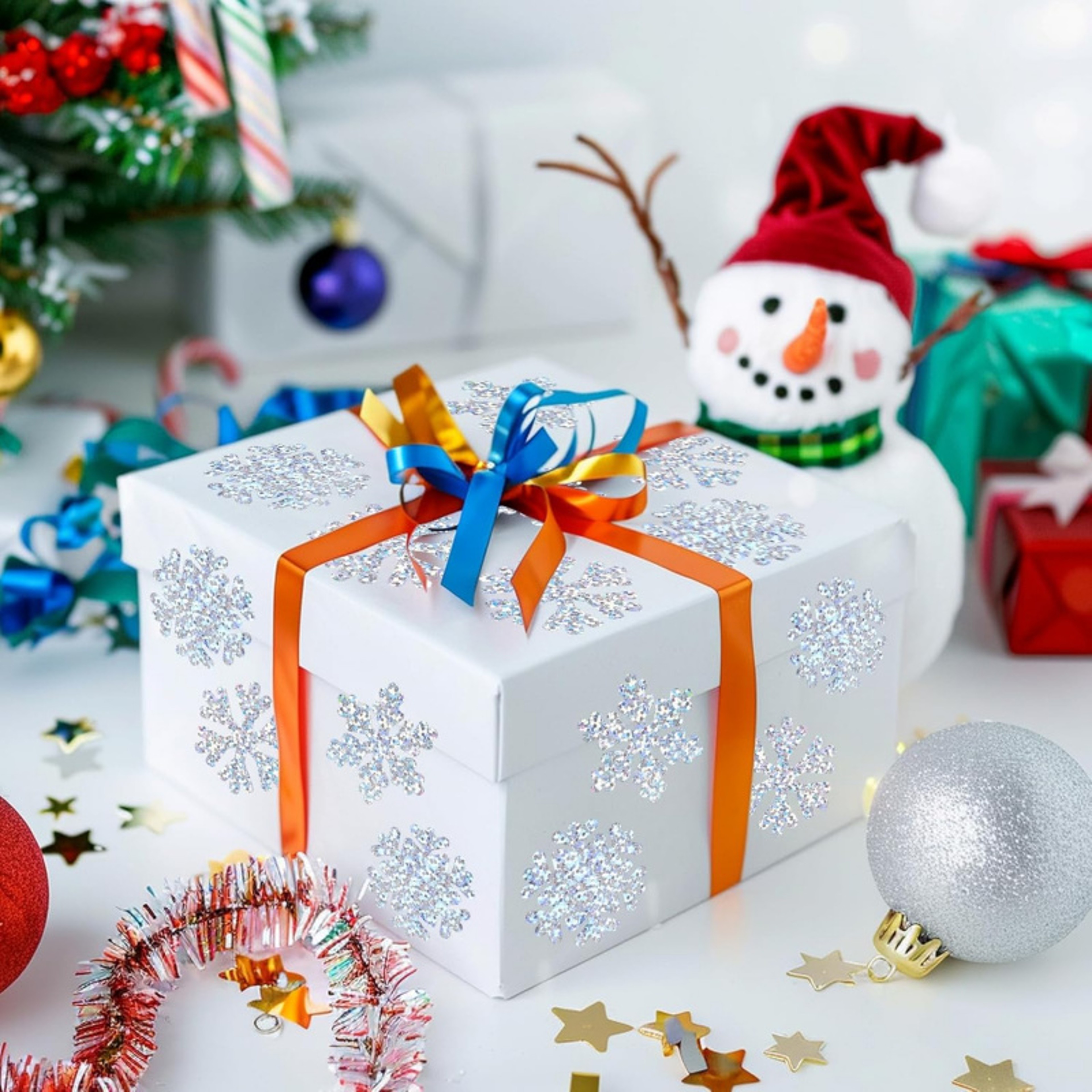 Laser Silver Winter Snowflake Stickers Roll of Christmas Waterproof Self-Adhesive – view 5