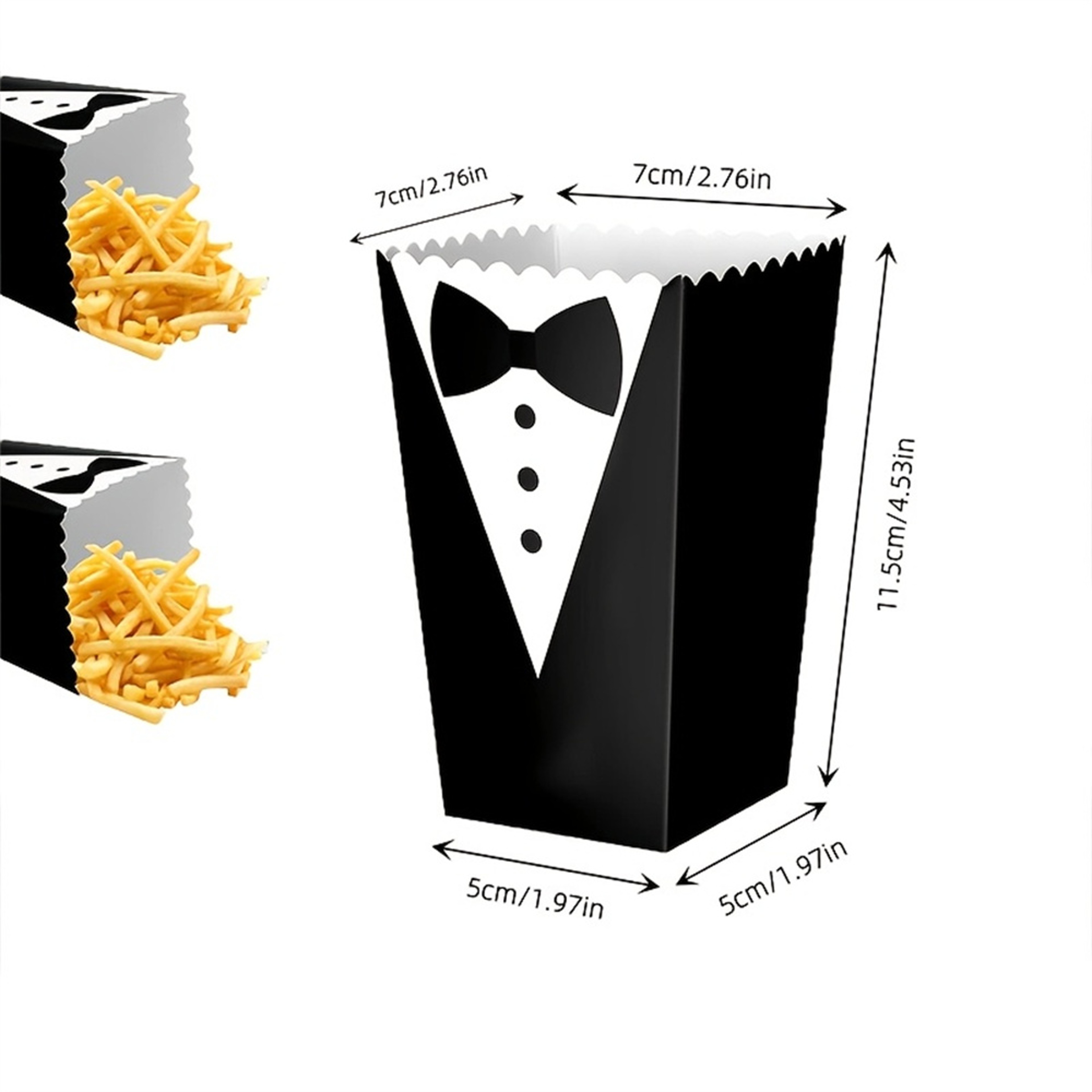 Black Tie Pattern Popcorn Box Tuxedo Design for Wedding and Party Decor – view 7