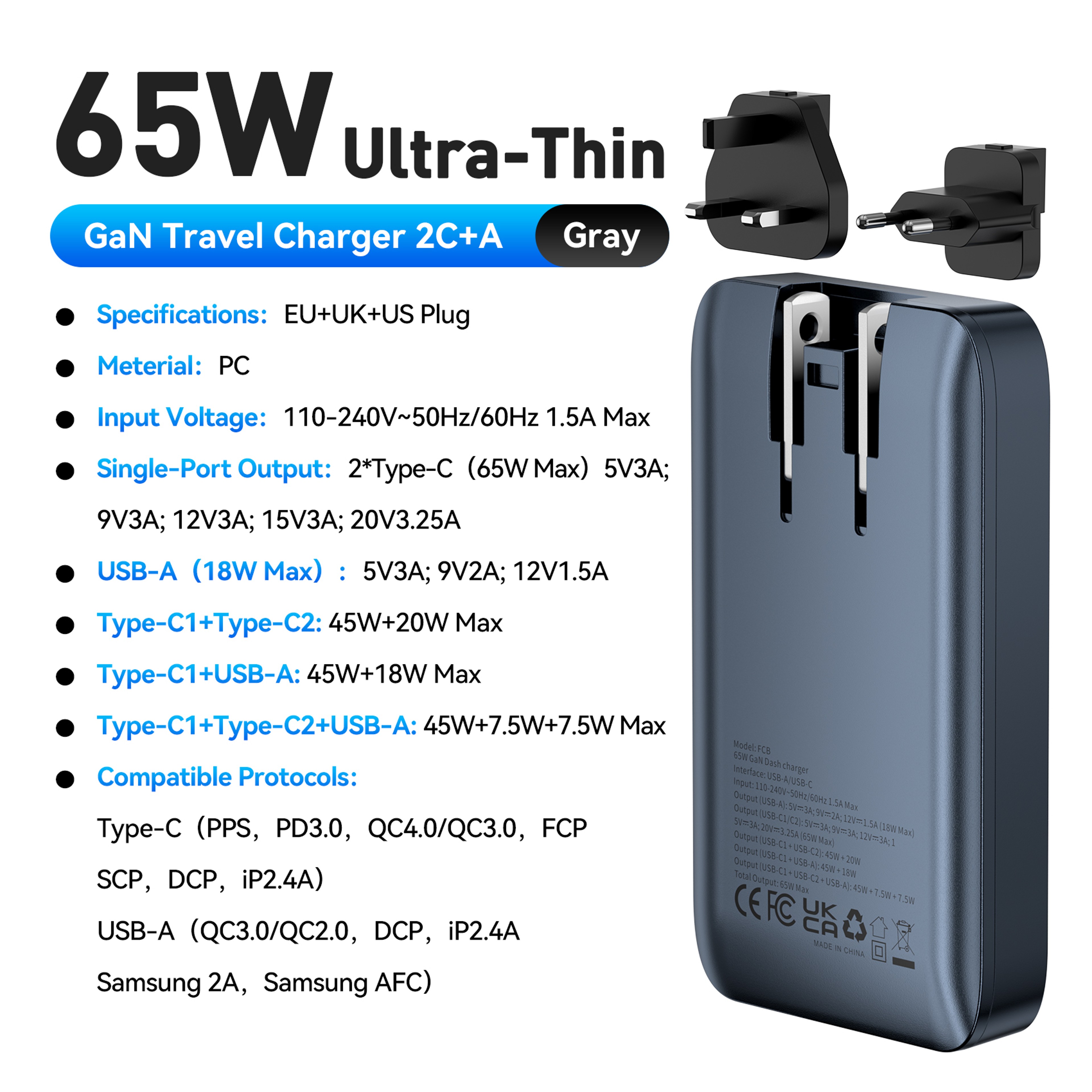 Vention USB Charger PPS Type C Portable Quick Charge Travel Charger 5