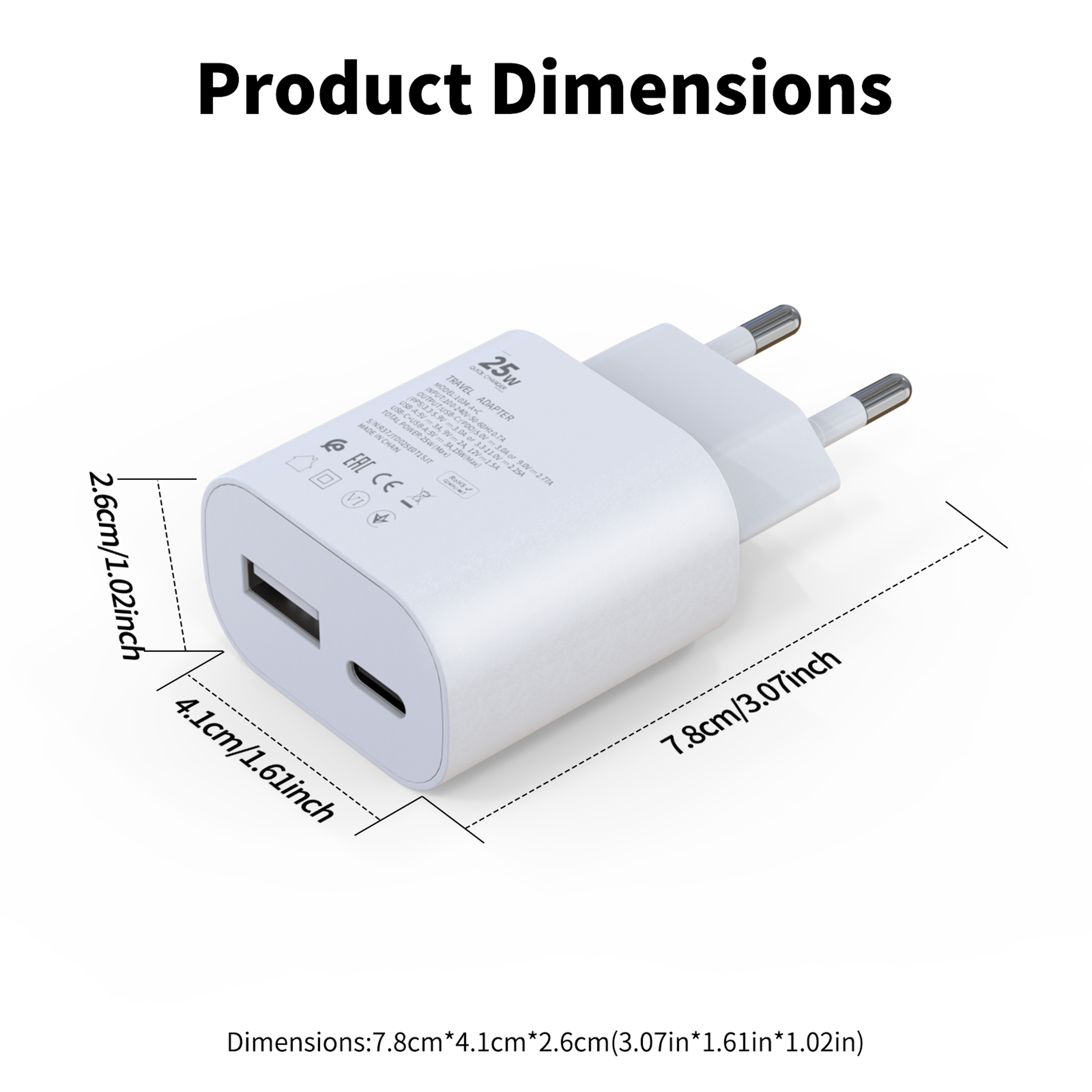 Fast Charger Adapter Dual Port USB C USB A Wall Charger For Rapid Charging 6