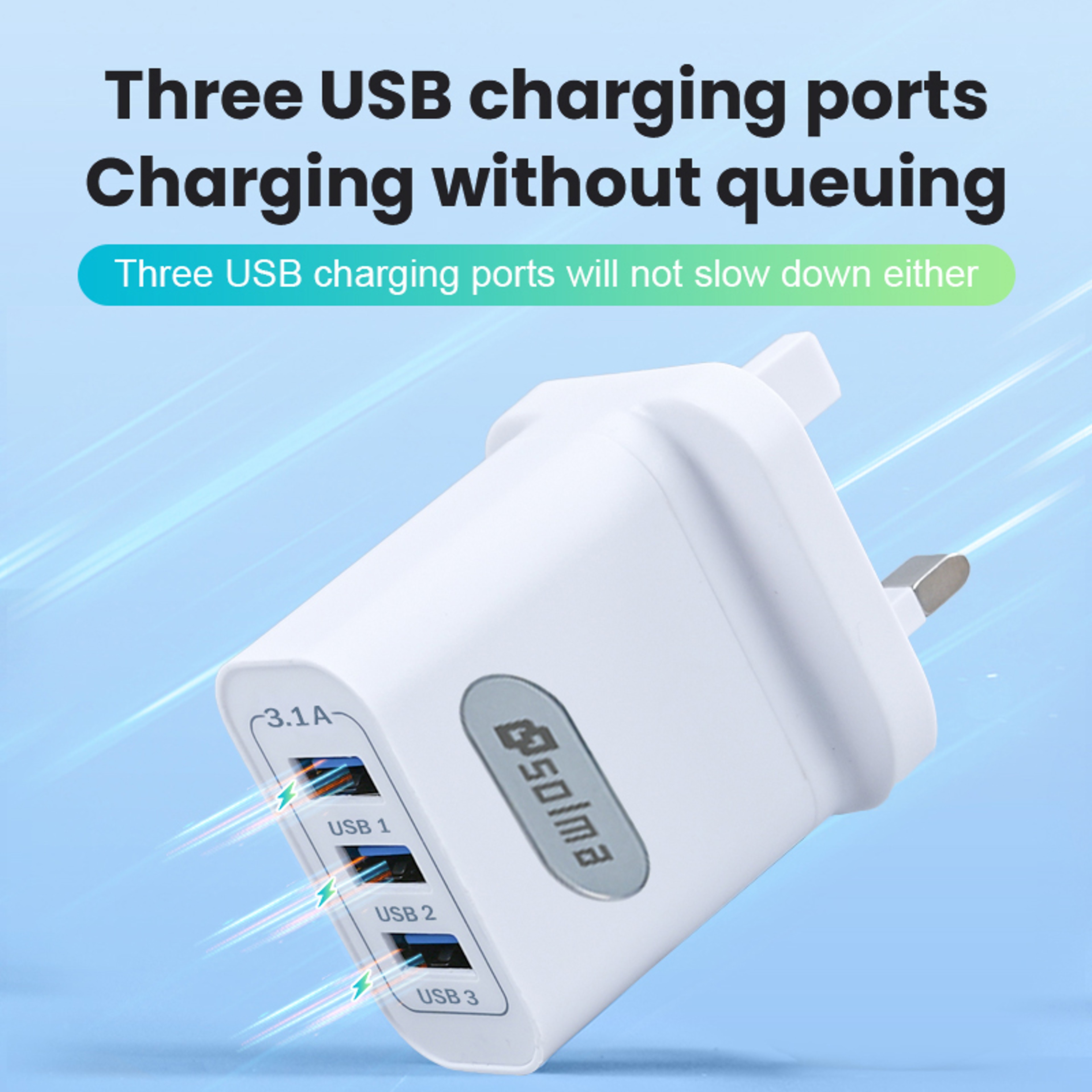 Fast Charging Head Ports USB Charger For Universal Mobile Plug With Display 2