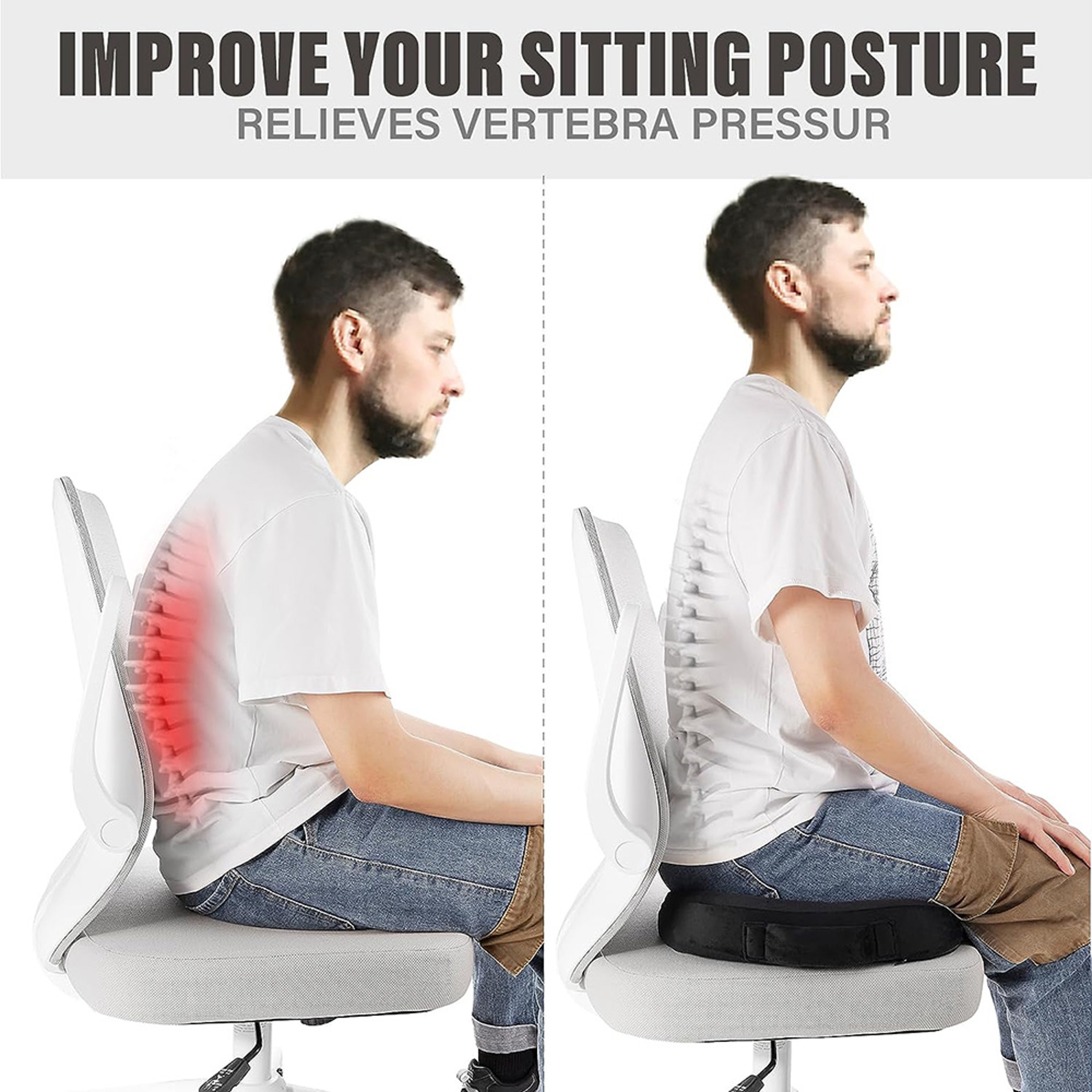 Memory Foam Travel Seat Cushion UShaped Pillow Hip Support Car Office Chair Cushion Orthopedic Mass 3
