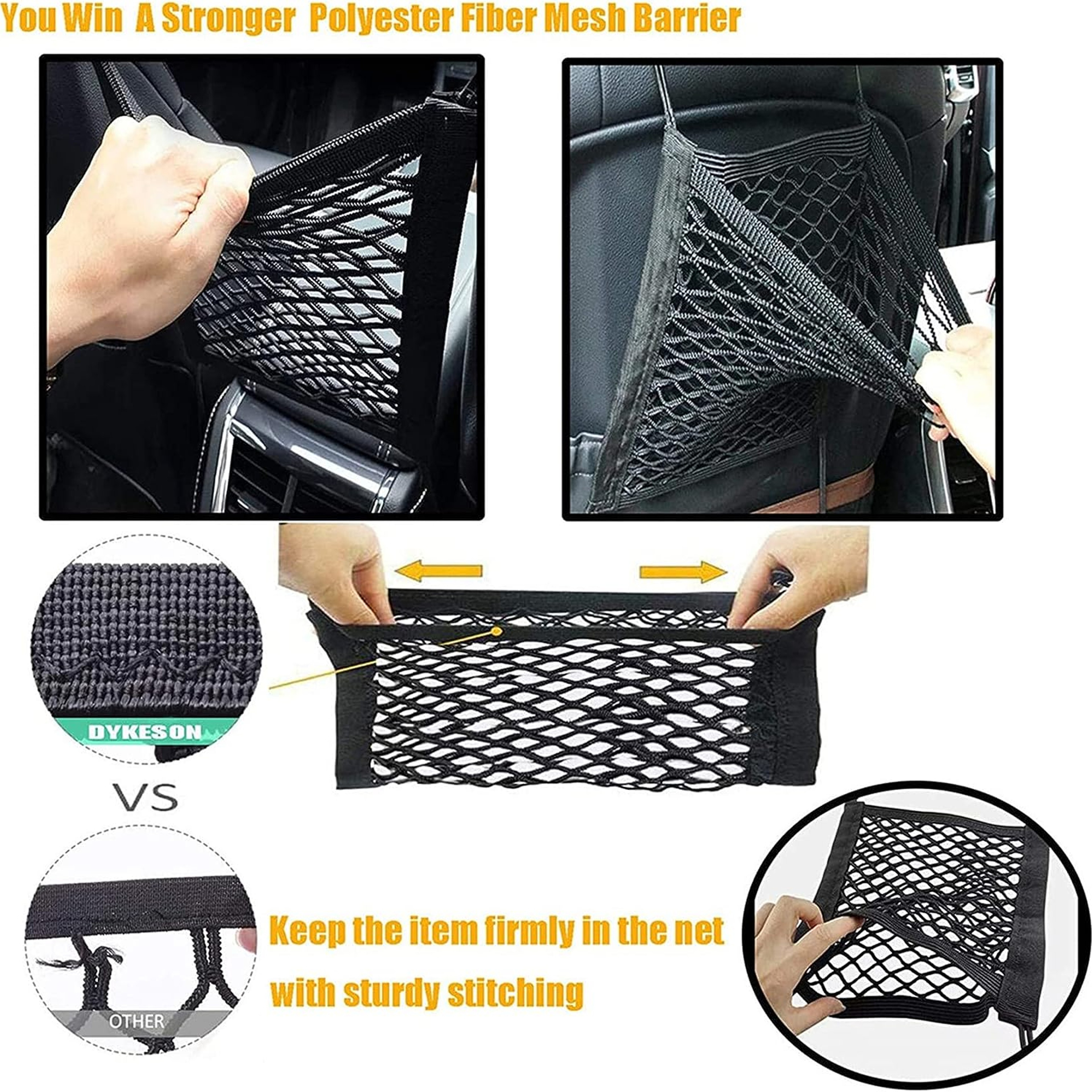 Dog Car Barrier Pet Car Barrier With Storage Bag Back Seat Safety Protector Mesh Net Automatic Pet  4