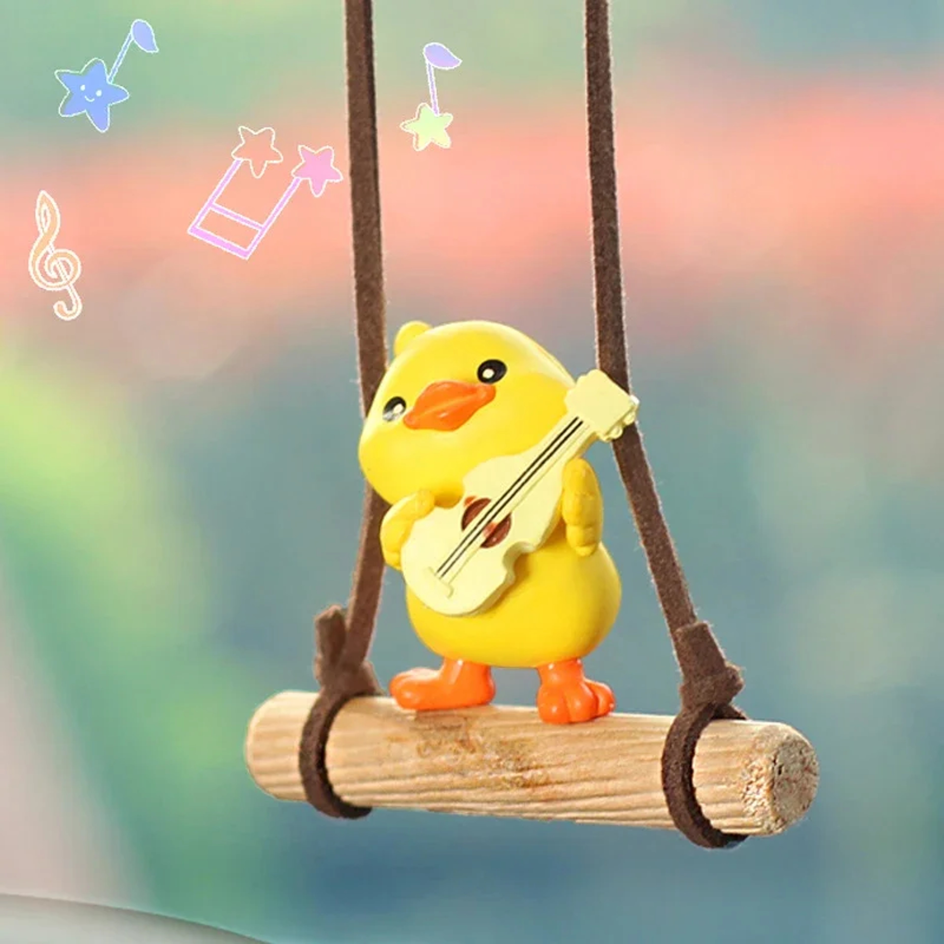 Swinging Duck Pendant Car Accessories, Cartoon Cute Animated, Rearview Mirror Ornaments, Birthday Gift, Couple Car – view 1
