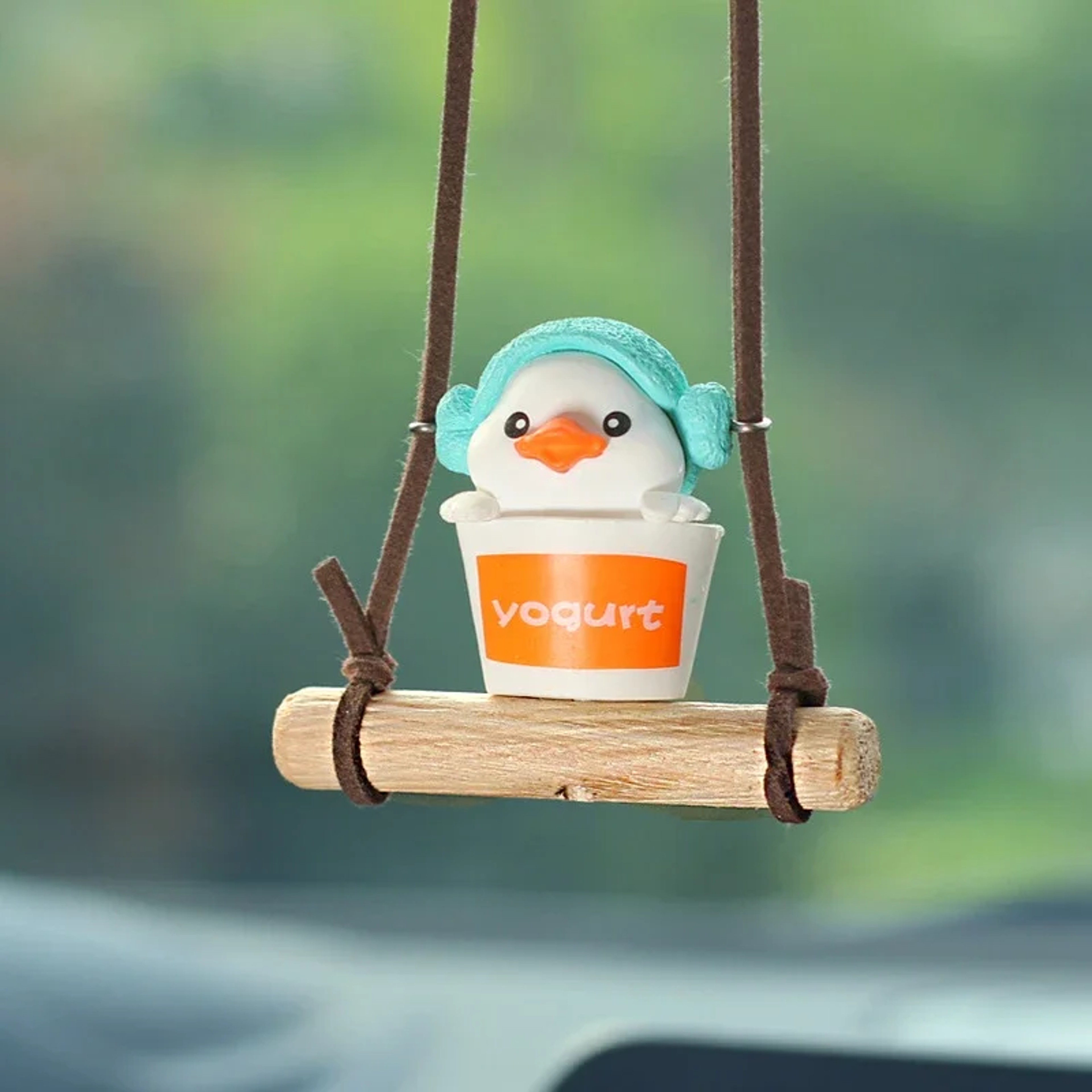 Swinging Duck Pendant Car Accessories, Cartoon Cute Animated, Rearview Mirror Ornaments, Birthday Gift, Couple Car – view 3