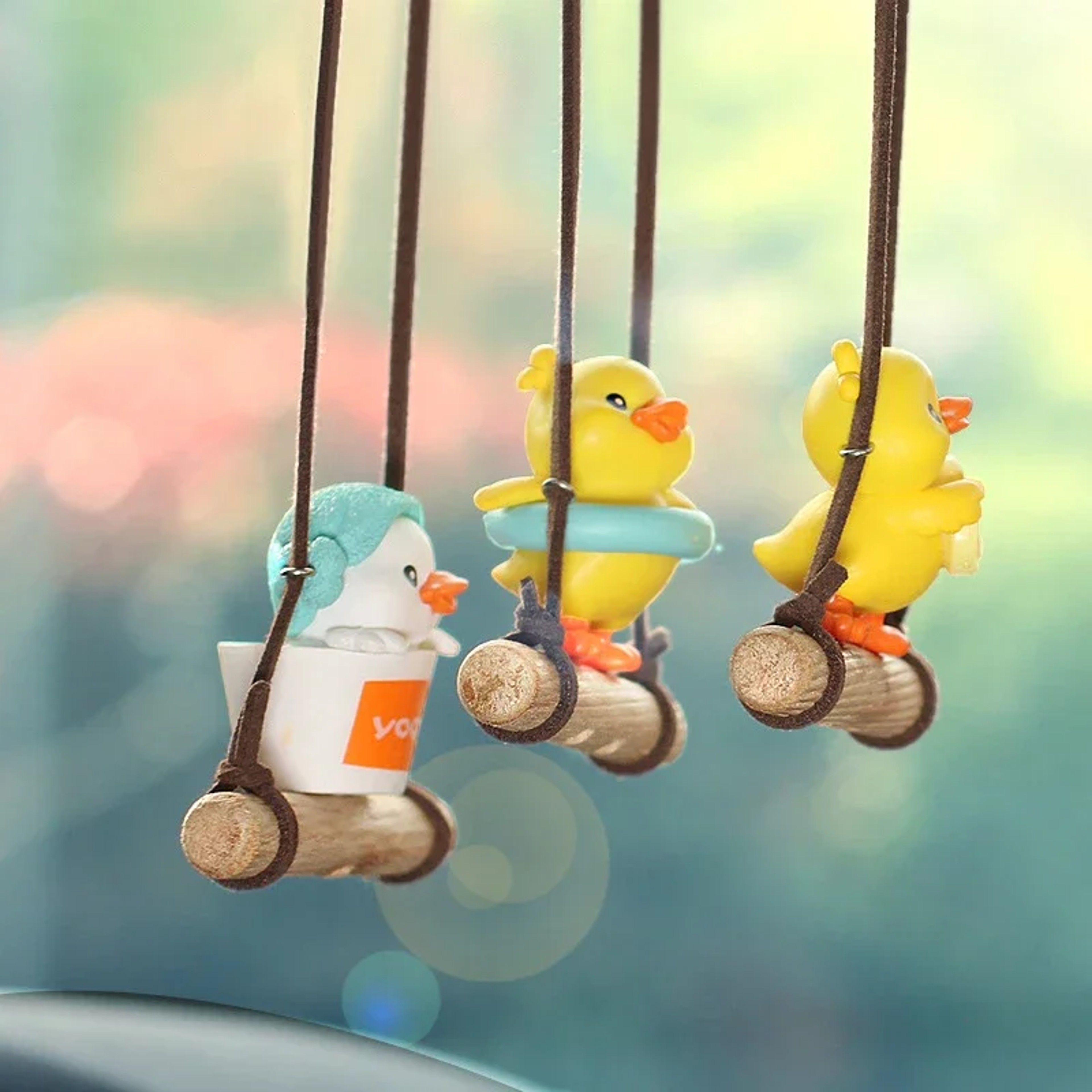 Swinging Duck Pendant Car Accessories, Cartoon Cute Animated, Rearview Mirror Ornaments, Birthday Gift, Couple Car – view 5