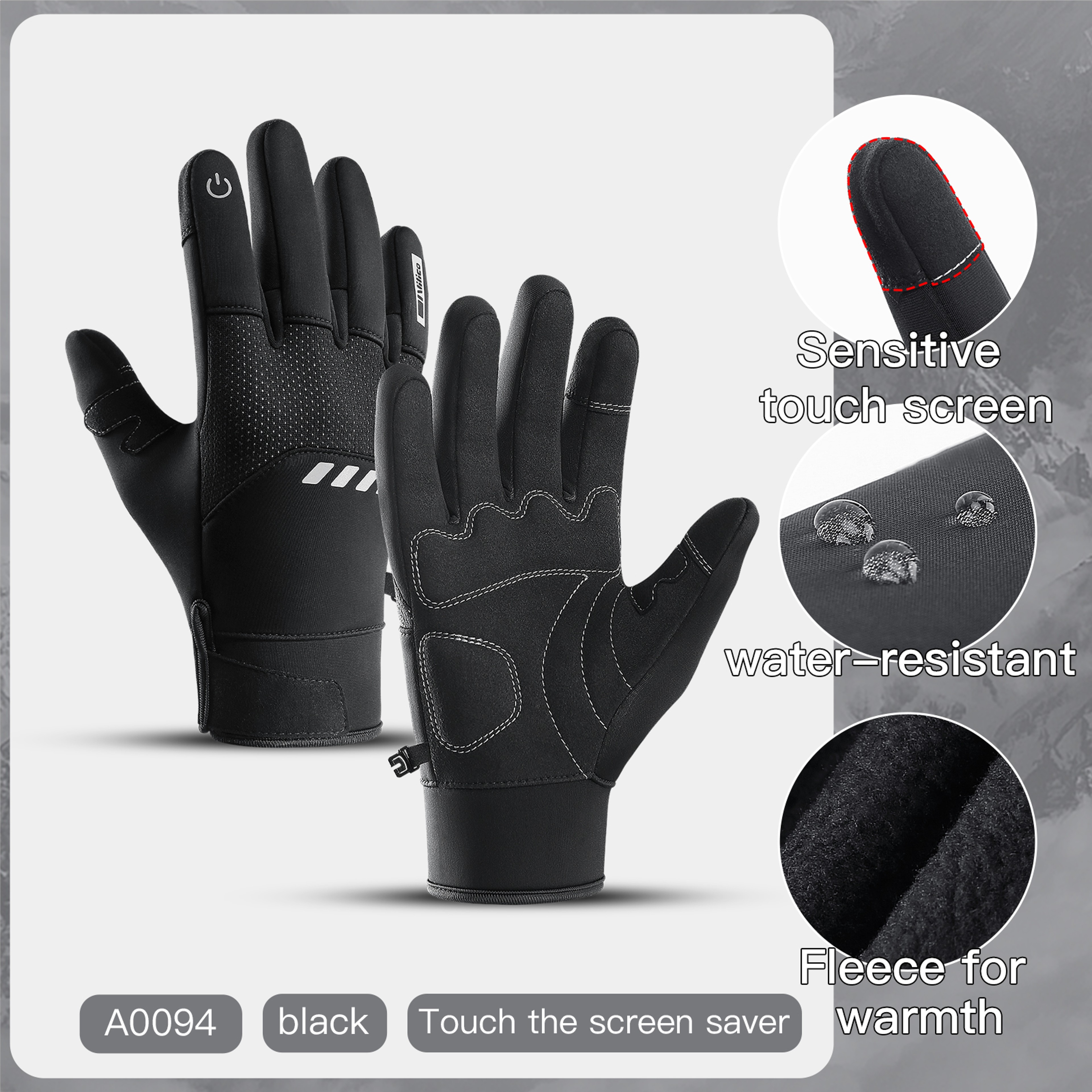 Winter Waterproof Cycling Gloves For Men Outdoor Sports Running Motorcycle Ski Touch Screen Fleece  5