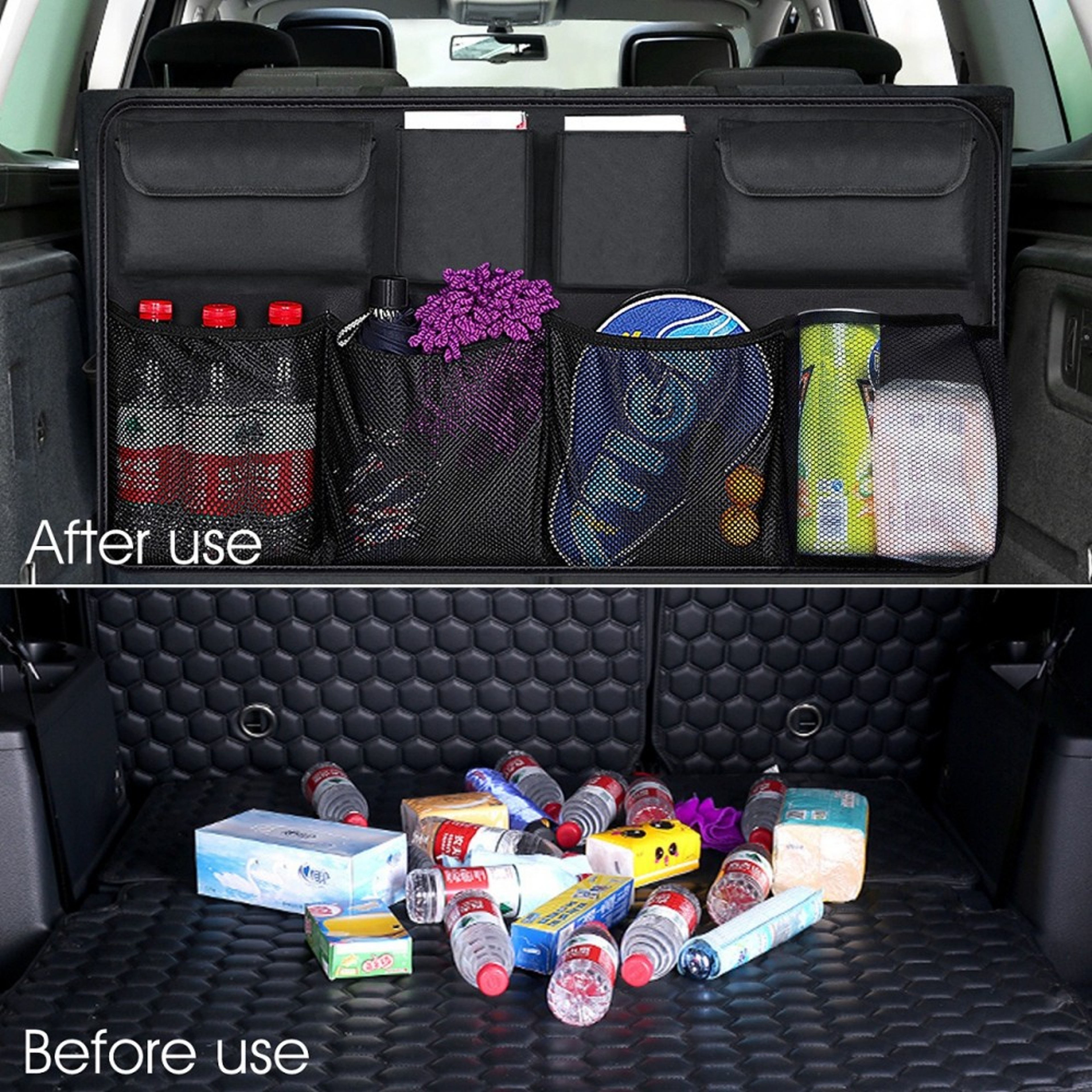Universal Car Trunk Organizer Adjustable Backseat Storage Bag High Capacity Hanging Organizers 2