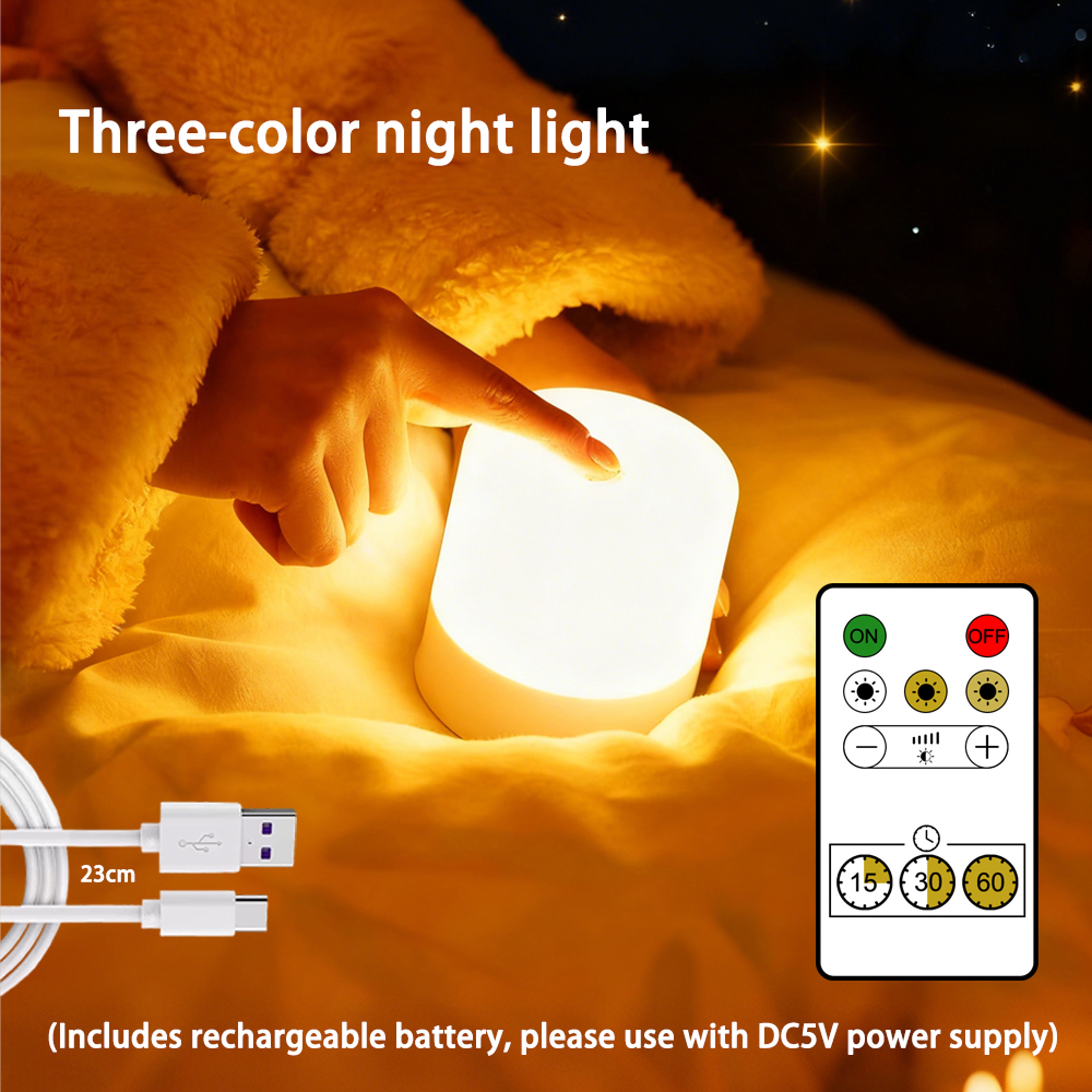Rechargeable LED Night Light Dimmable RGB Touchscreen Lamp for Desktop Reading and Bedroom Use – view 7