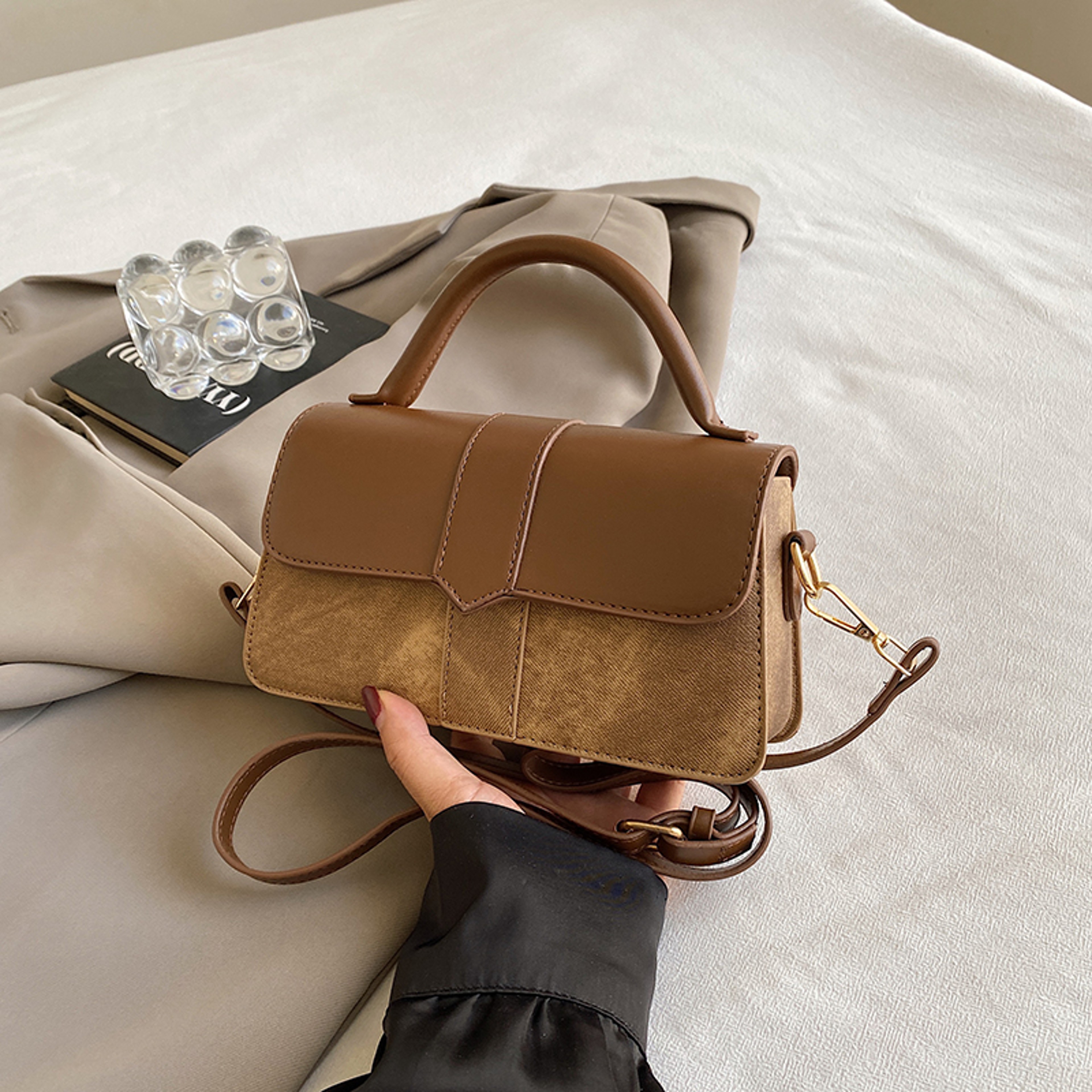 Fashion Crossbody Bags PU Leather Shoulder Bag For Women Vintage Underarm Satchel Square Handbag 7