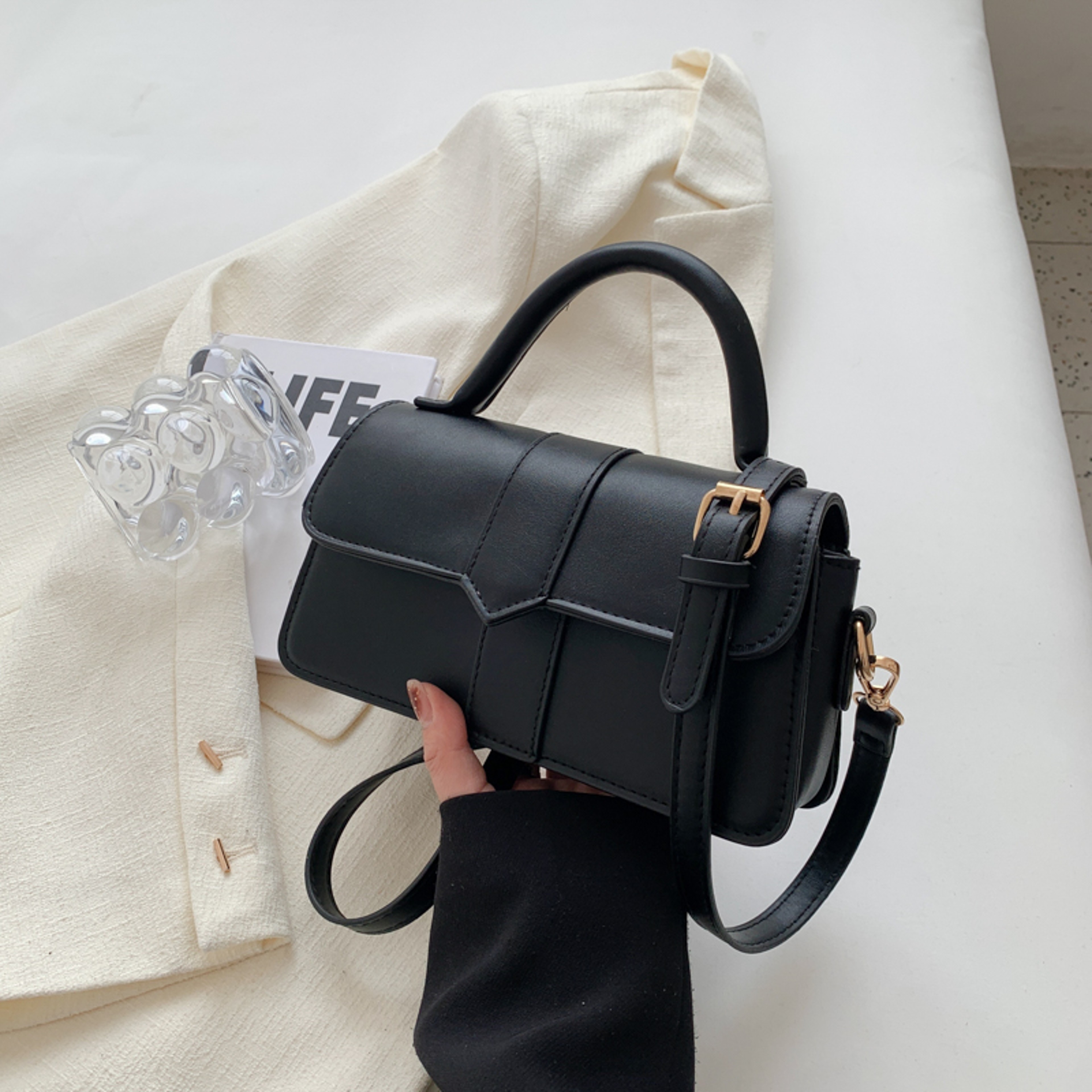 Fashion Crossbody Bags PU Leather Shoulder Bag For Women Vintage Underarm Satchel Square Handbag 8