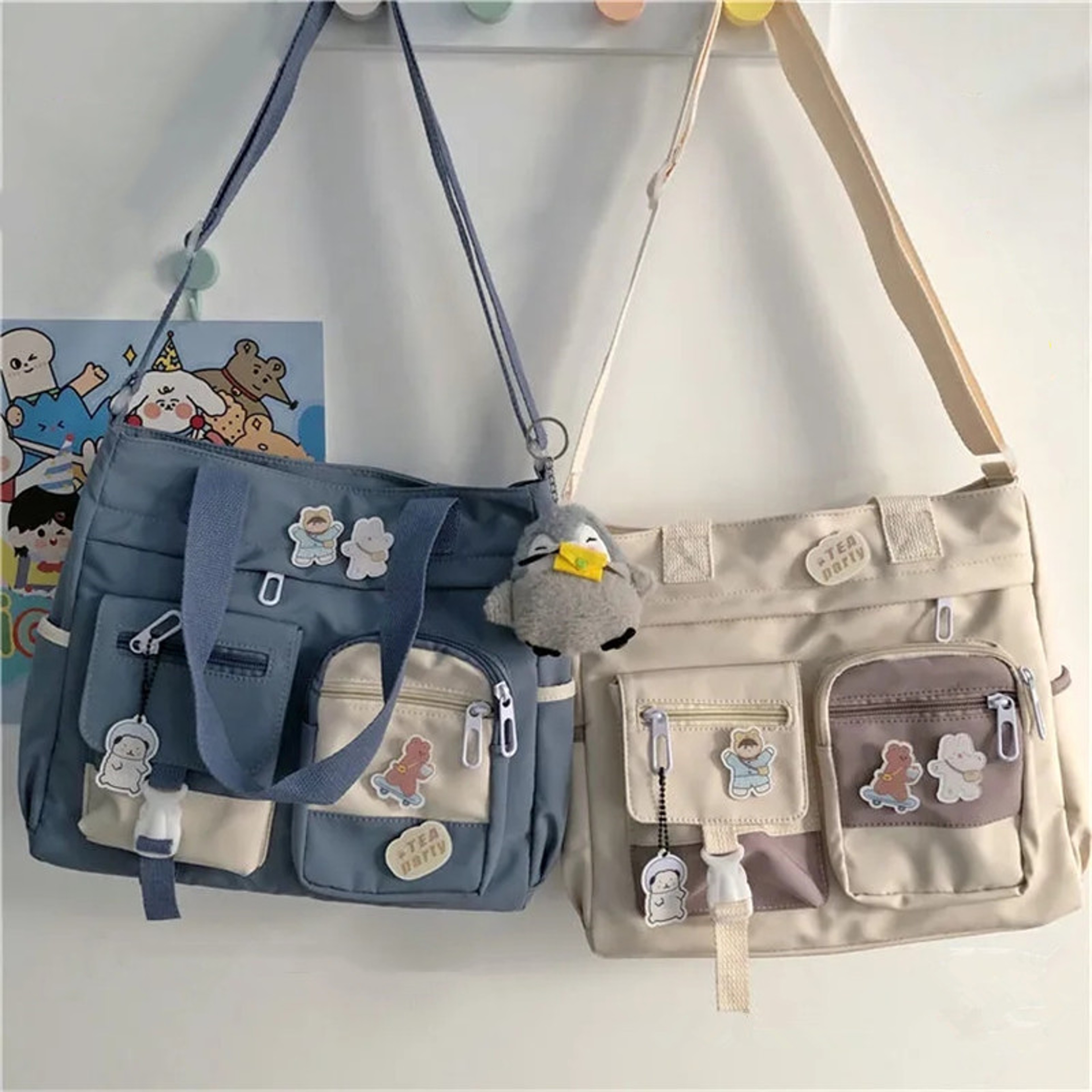 Waterproof Canvas Messenger Bag, Nylon Tote Book Bags, Oxford Shoulder Handbags for Women – view 1