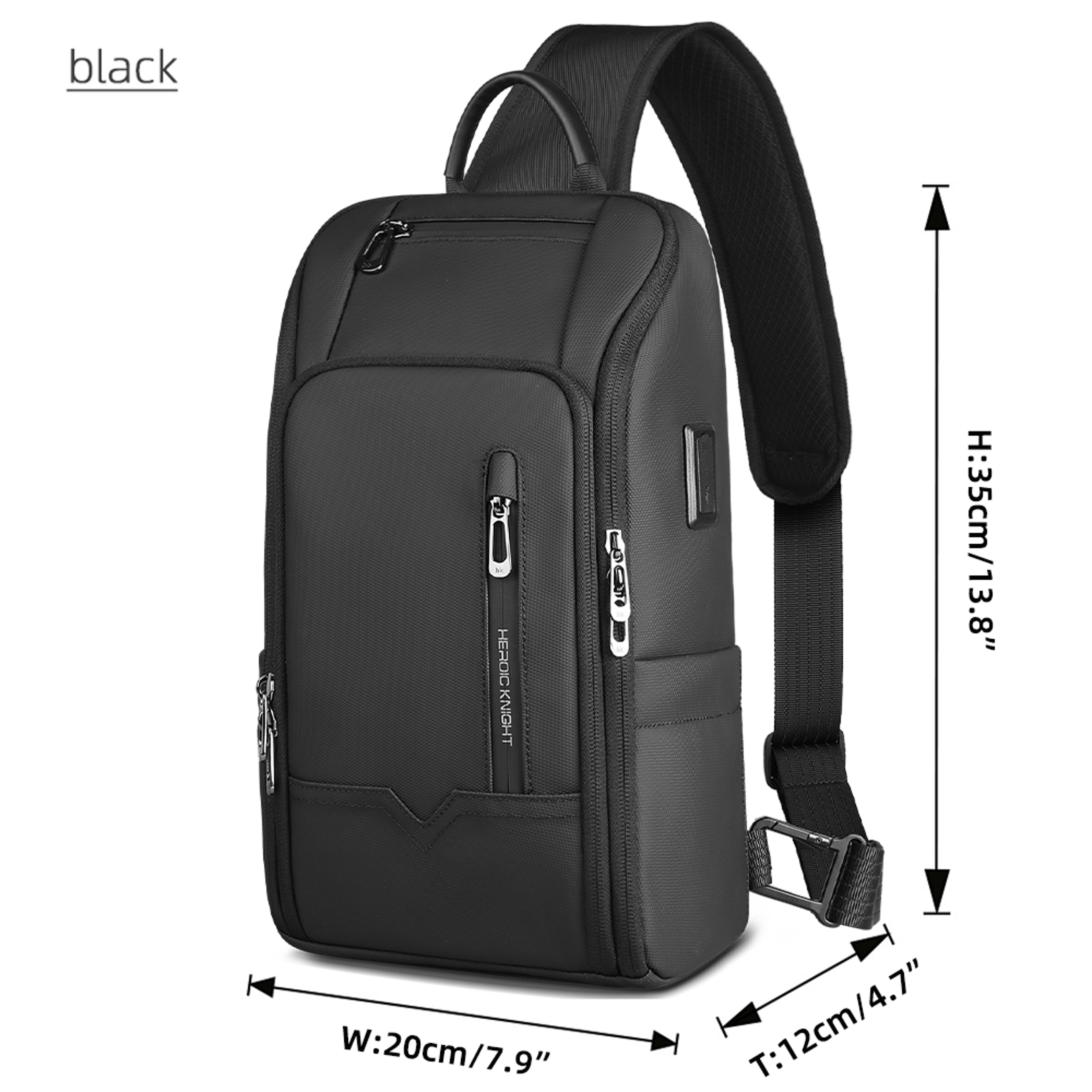 Waterproof Anti-theft Chest Crossbody Bag for Men Oxford Leisure Satchel with USB Multi-Pockets Sling Bag for Male – view 7