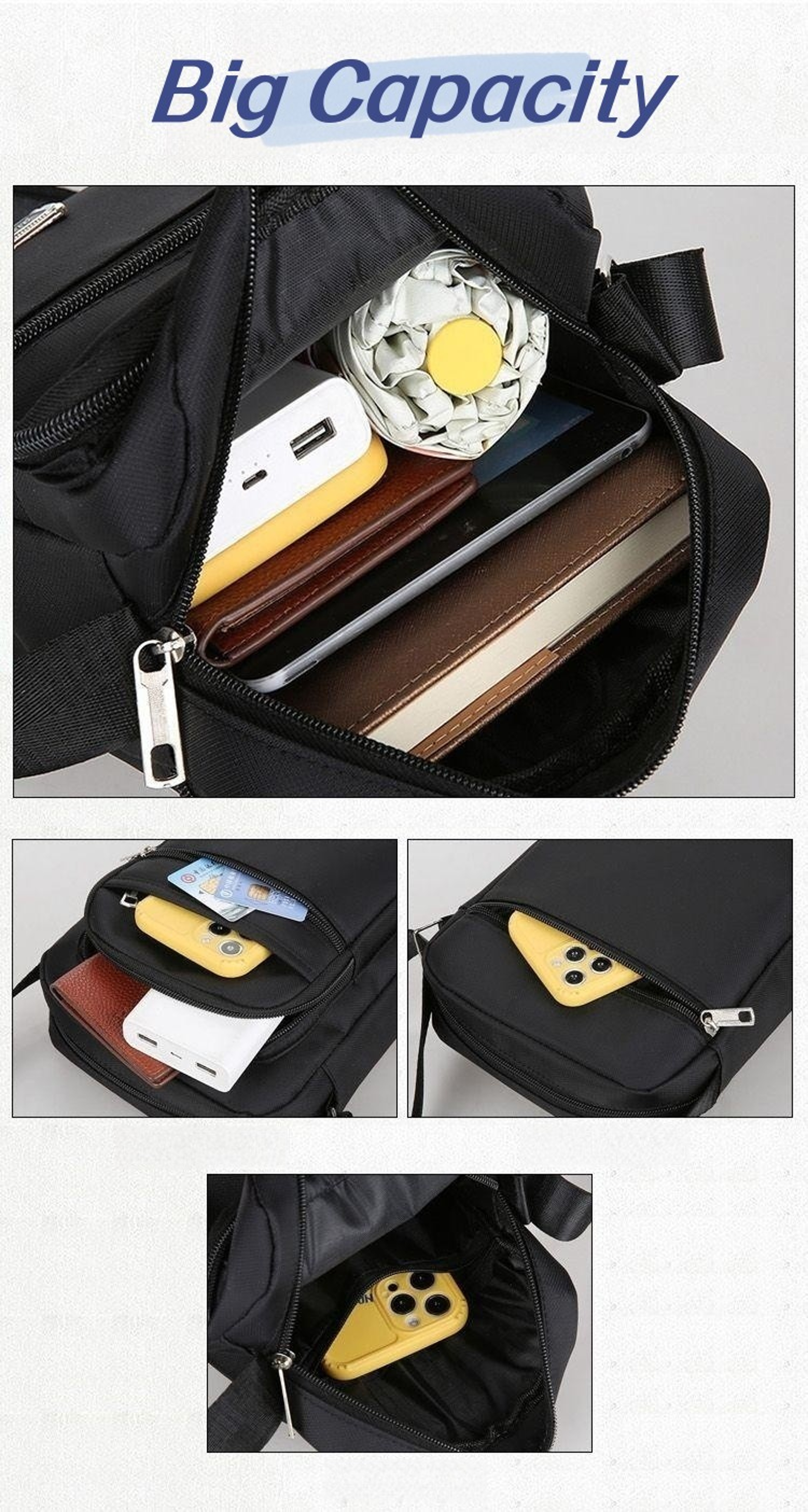 Waterproof Nylon Crossbody Bag Large Satchel Messenger Shoulder Bags For Men Casual Travel Handbags 3