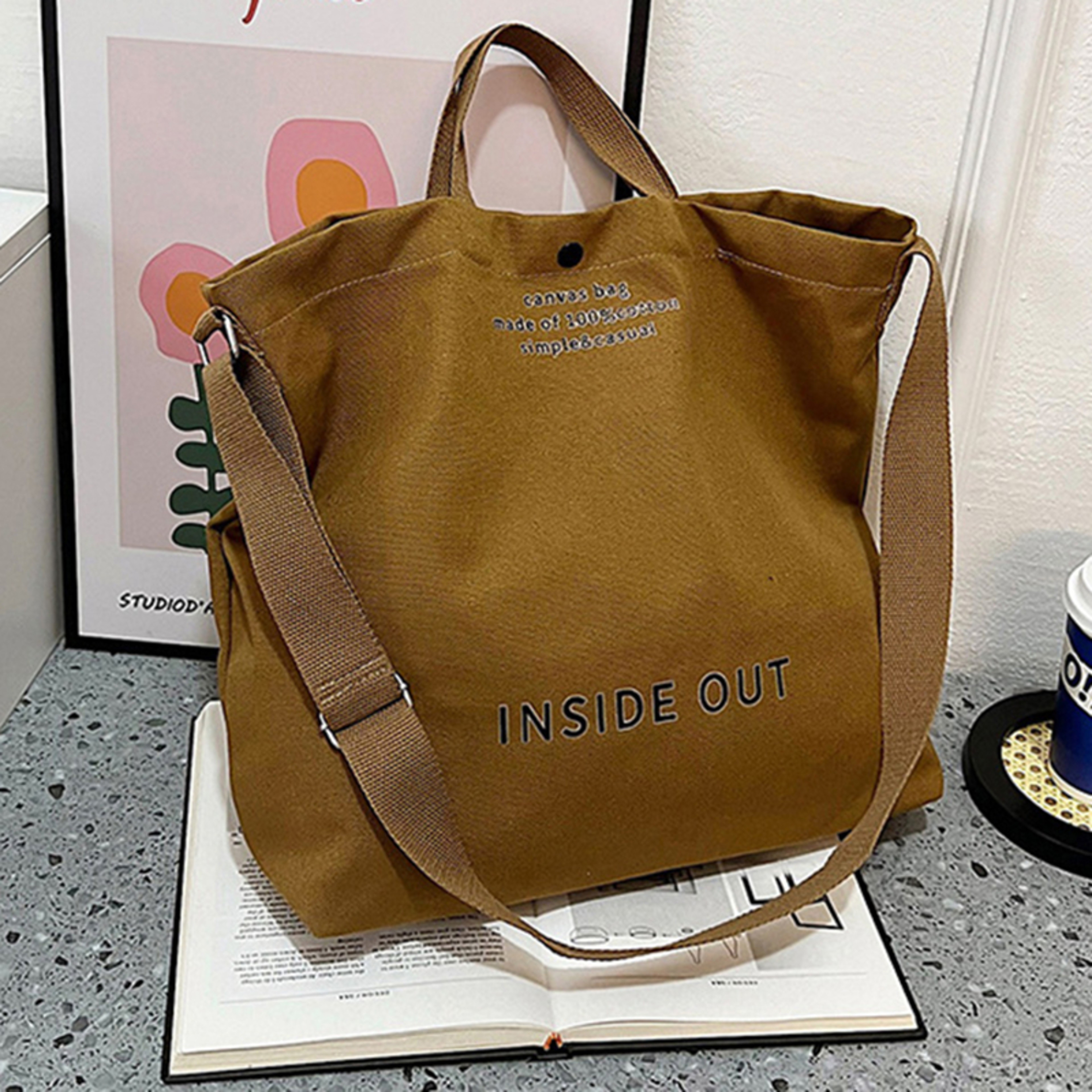 Wash Canvas Crossbody Bag High Quality Canvas Handbag Simple Men And Women Satchel Arts Students 4