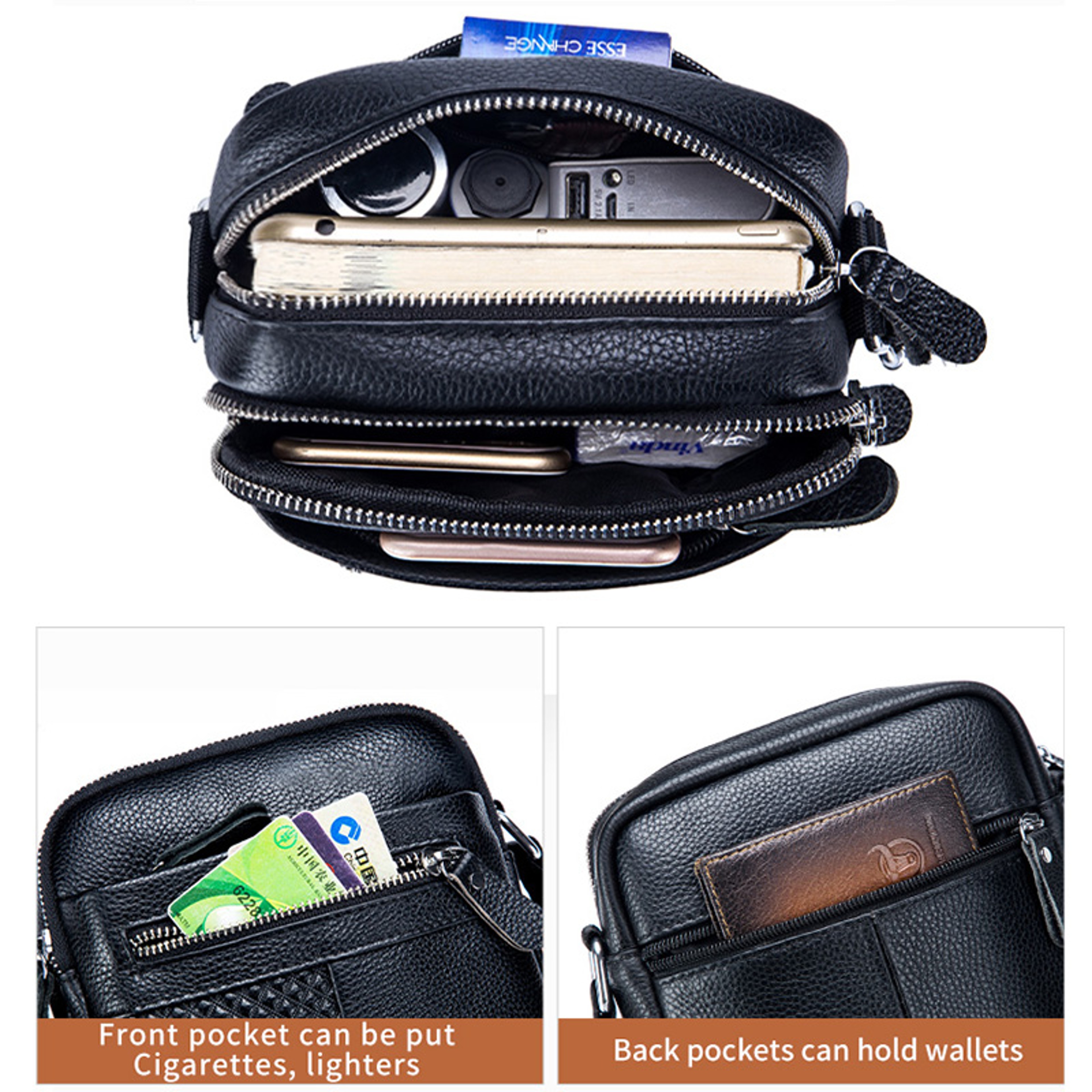 Leather Shoulder Messenger Bag For Men CrossBody Satchel Travel Briefcase Handbag 3